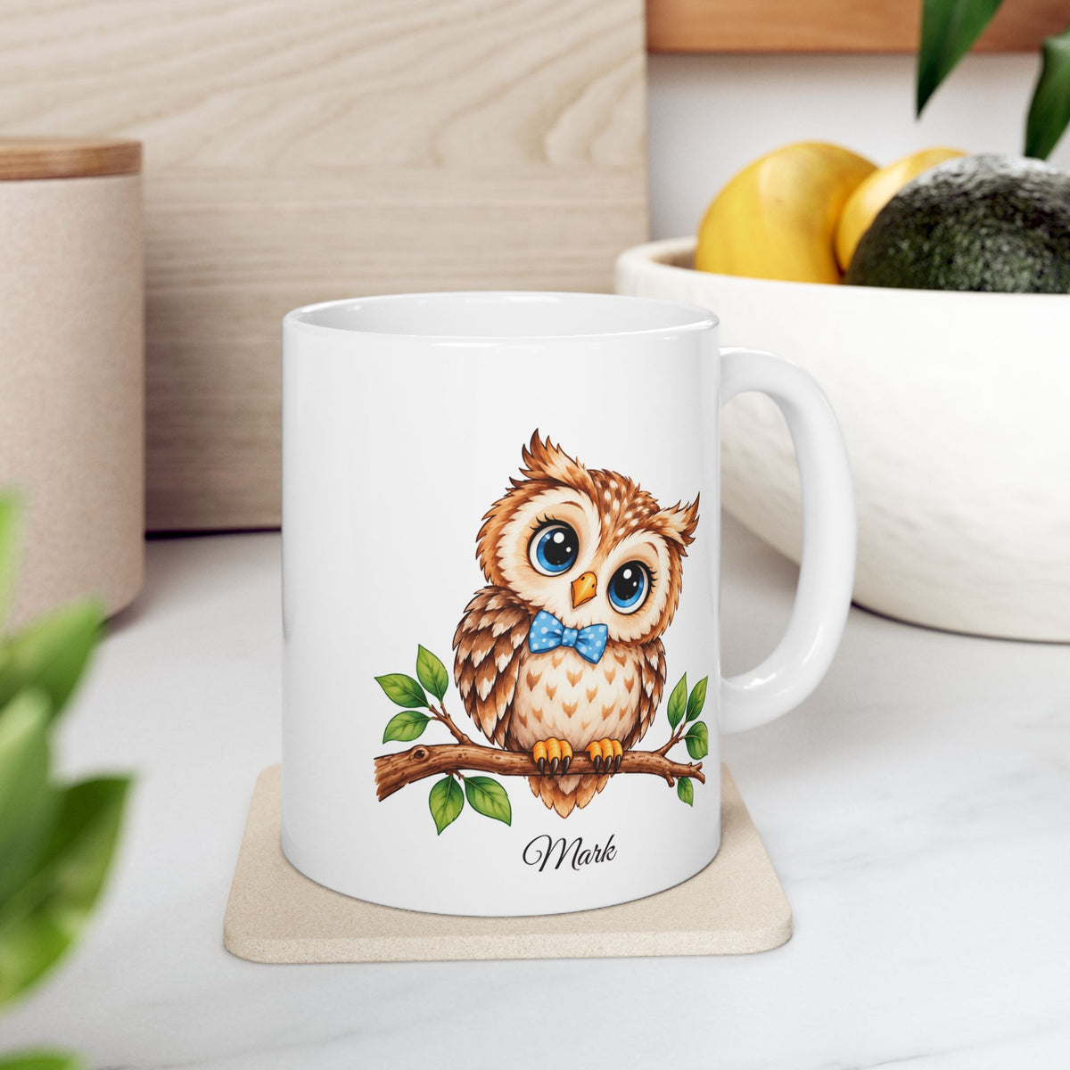Owl Lover Gift, Bird Watcher Gift, Woodland Owl Cup, Personalized Coffee Mug, 11 oz and 15 oz