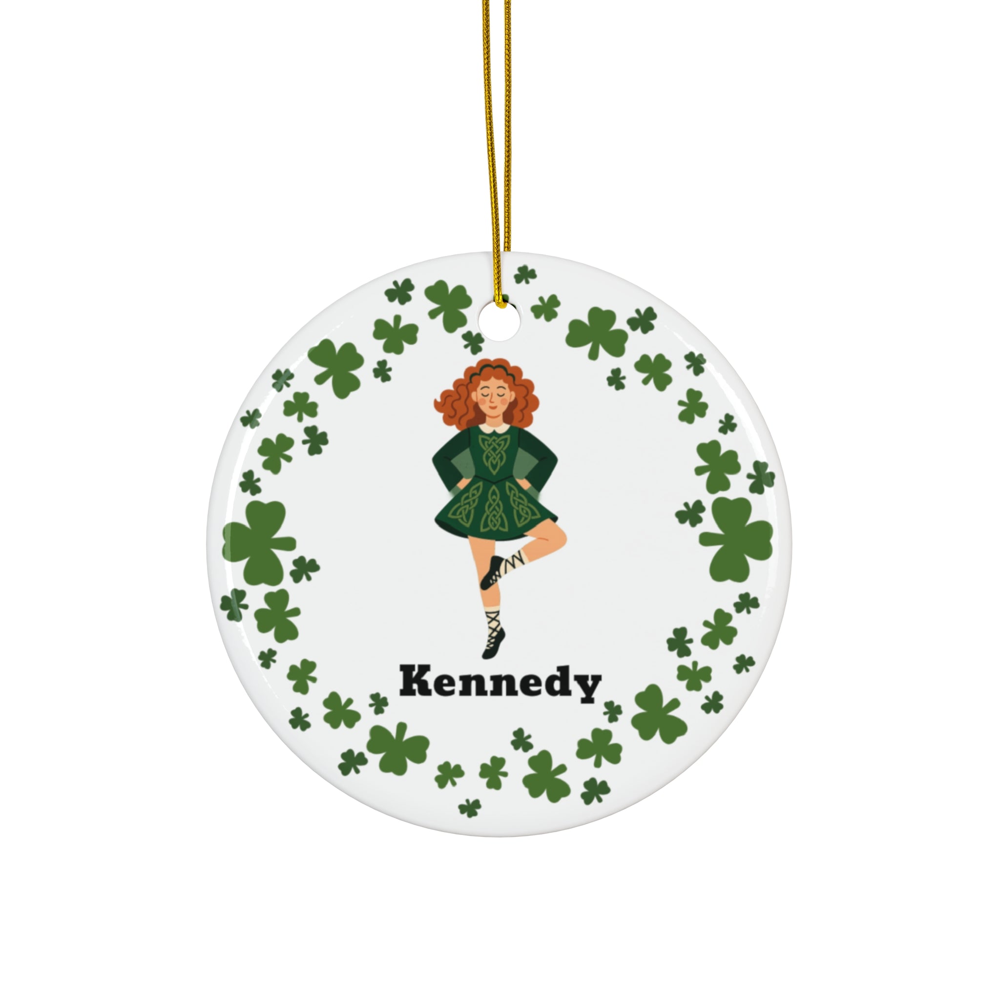 Personalized Irish Dancer Ceramic Ornament – Celtic Knot Dance Gift, Irish Dance Christmas Ornament, St. Patrick’s Day Keepsake
