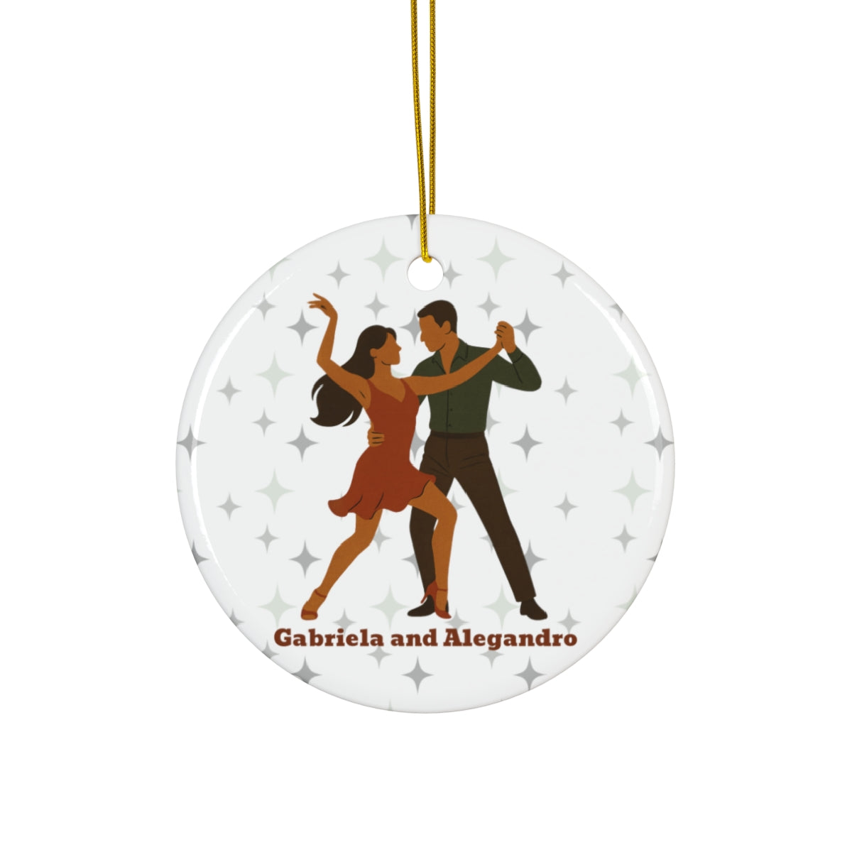 Personalized Salsa Dance Couple Ornament – Custom Christmas Keepsake with Two Names, Latin Dance Gift for Partners, Recitals & Competitions