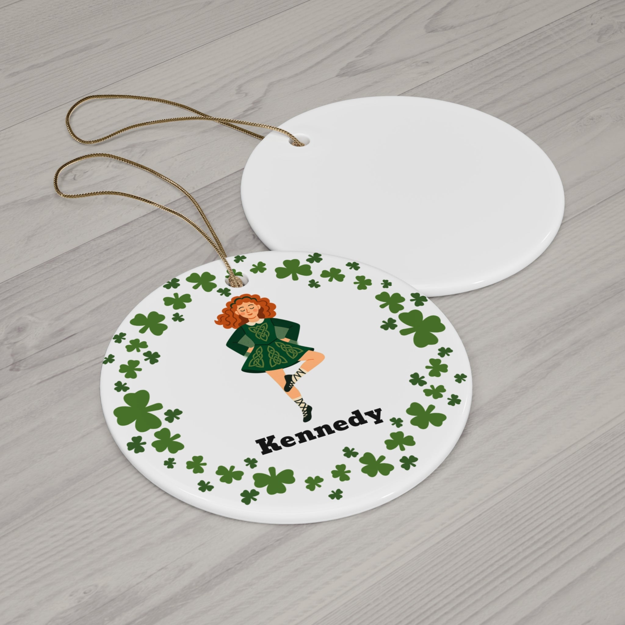 Personalized Irish Dancer Ceramic Ornament – Celtic Knot Dance Gift, Irish Dance Christmas Ornament, St. Patrick’s Day Keepsake