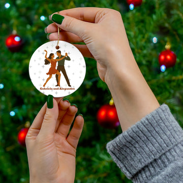 Personalized Salsa Dance Couple Ornament – Custom Christmas Keepsake with Two Names, Latin Dance Gift for Partners, Recitals & Competitions