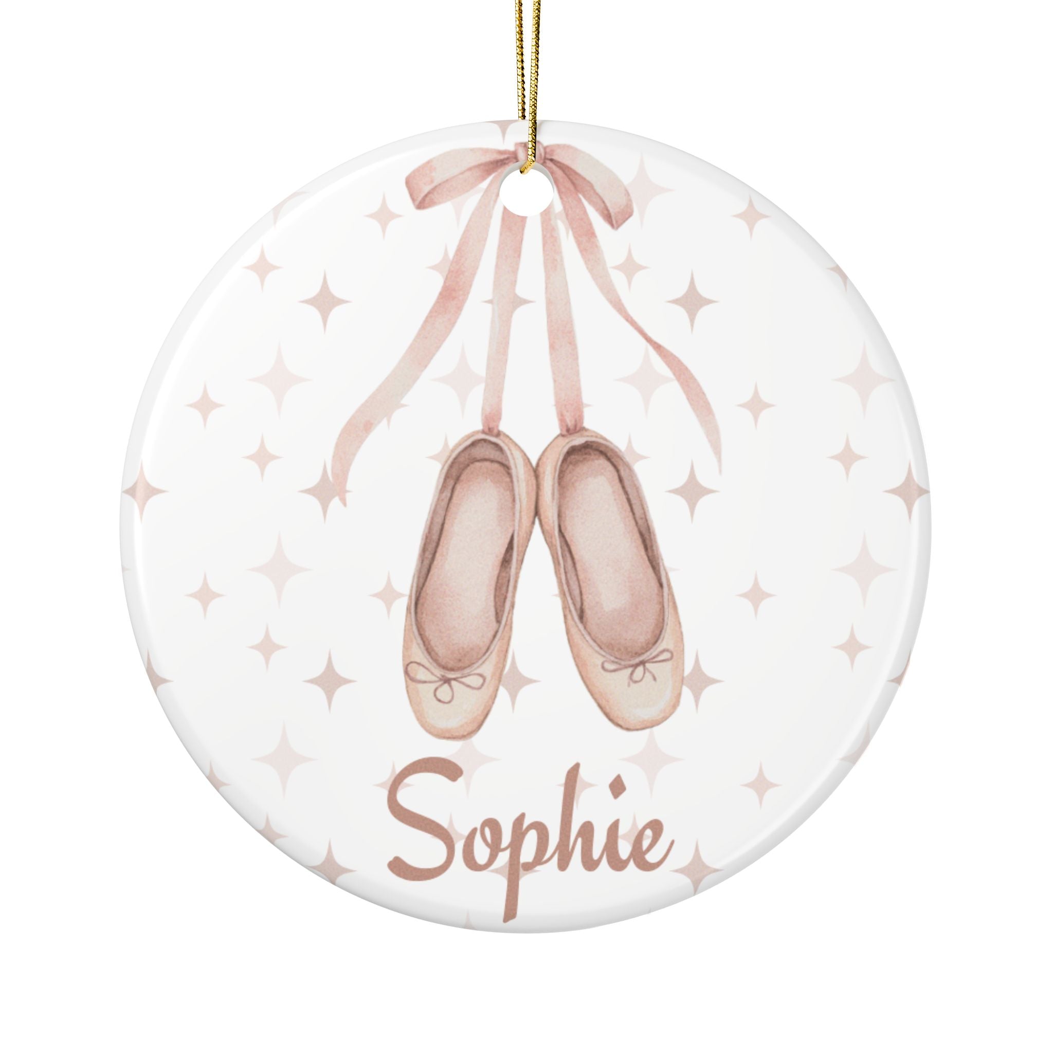 Personalized Ballerina Ornament – Ballet Shoes Ceramic Keepsake with Custom Name, Dance Recital or Christmas Gift