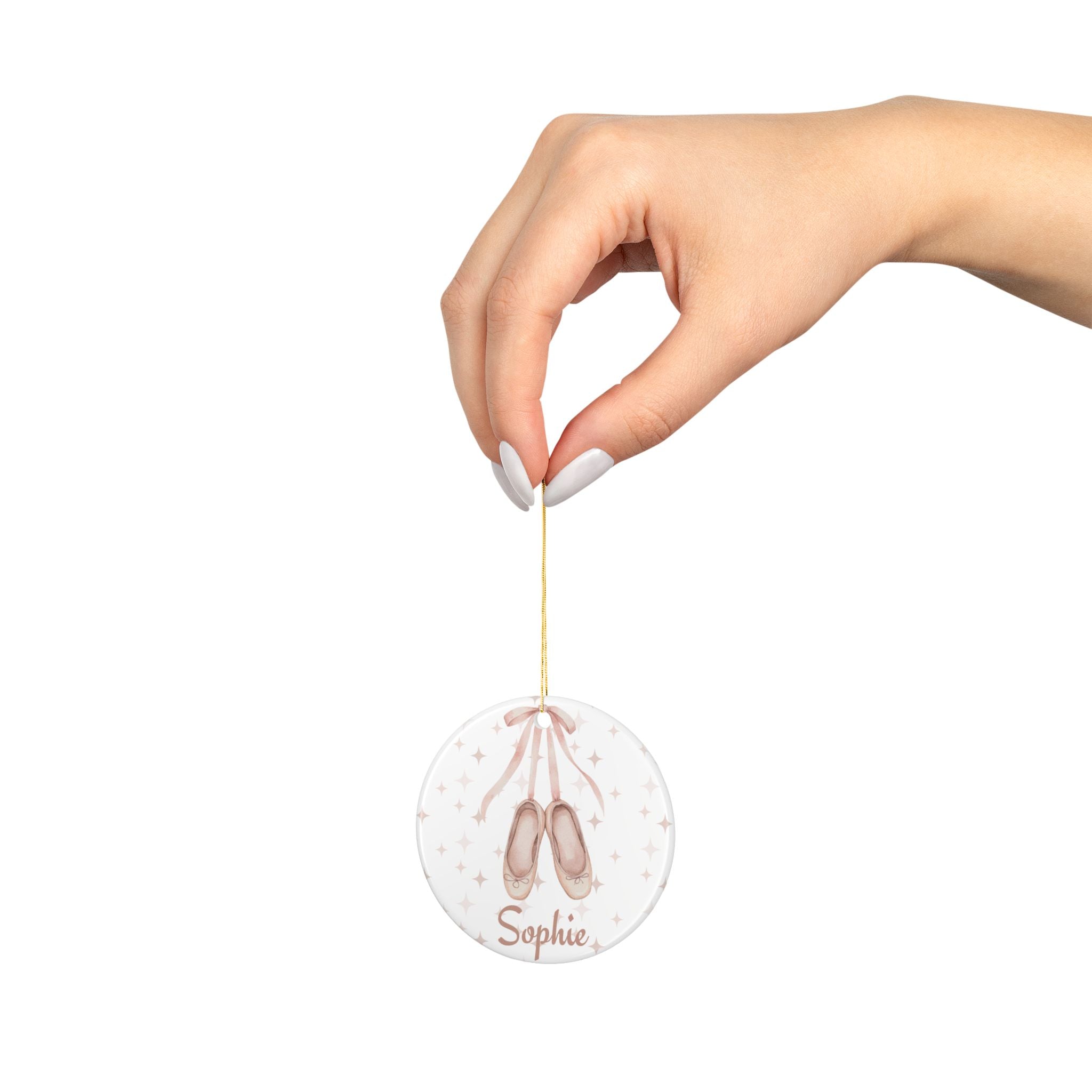 Personalized Ballerina Ornament – Ballet Shoes Ceramic Keepsake with Custom Name, Dance Recital or Christmas Gift