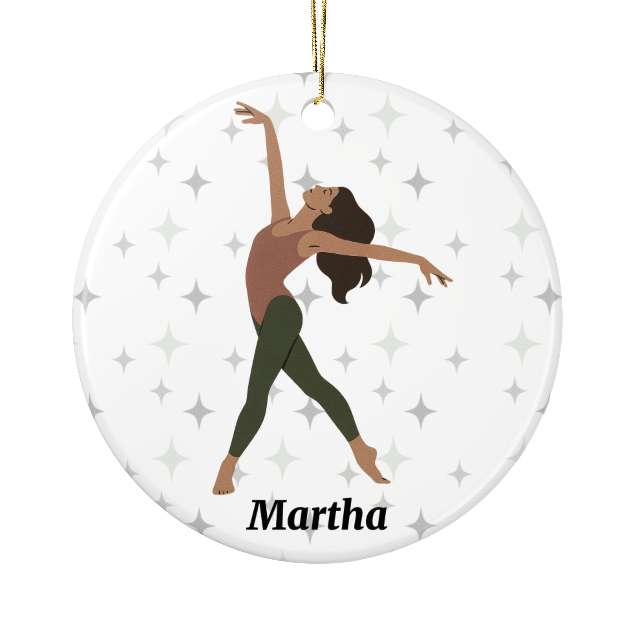 Personalized Modern Dancer Ornament – 2-Sided Round Ceramic Keepsake with Name, School & Year – Dance Teacher or Student Gift