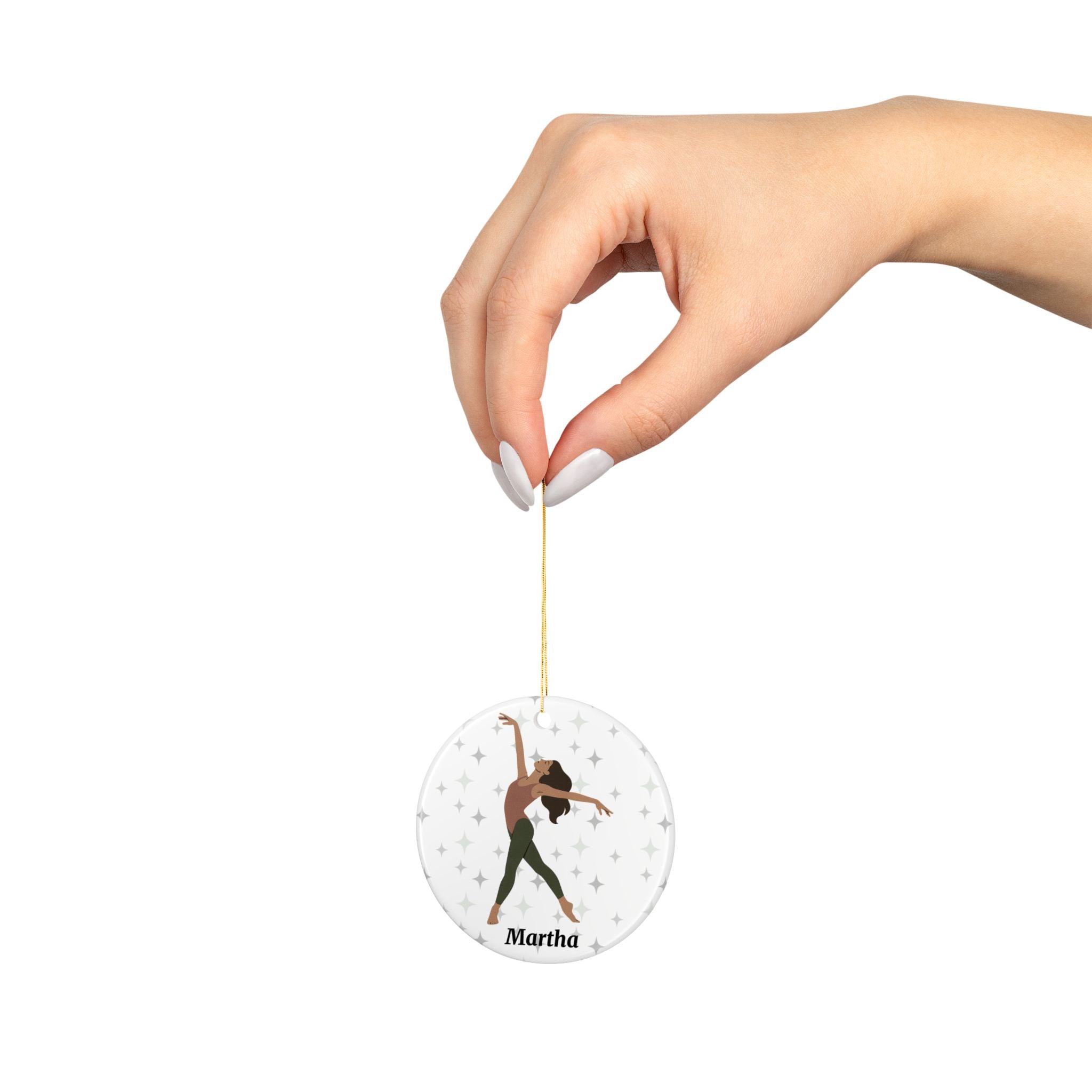 Personalized Modern Dancer Ornament – 2-Sided Round Ceramic Keepsake with Name, School & Year – Dance Teacher or Student Gift