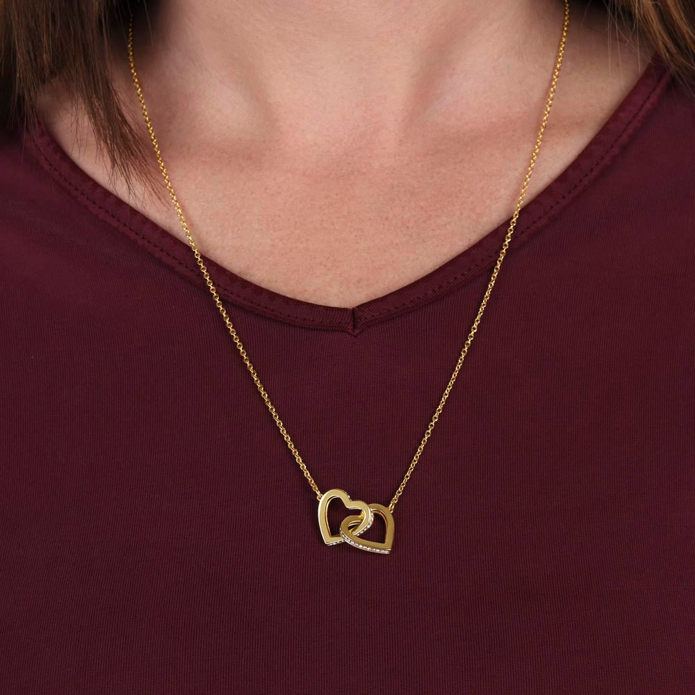 To My Beautiful Wife Interlocking Hearts Necklace, Romantic Anniversary Gift, Two Hearts One Love Jewelry