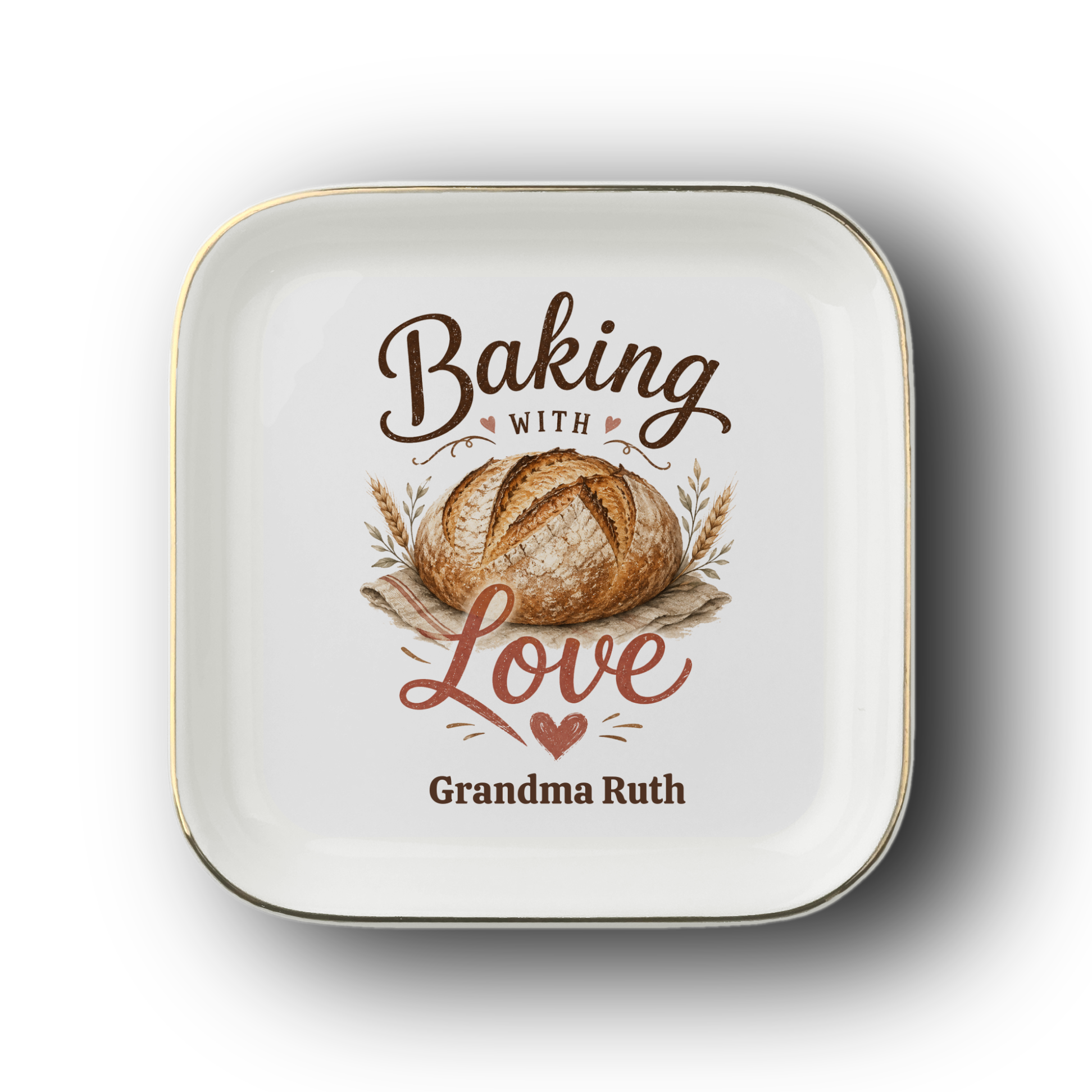 Personalized Grandma Gift, Bakers Jewelry Dish, Baking With Love Keepsake Tray, Bread Baker Kitchen Decor