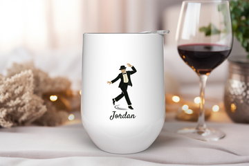 Personalized Tap Dancing Man Wine Tumbler – 12oz Stainless Steel Cup, Insulated Gift for Dancers, Teachers & Musical Theater Fans