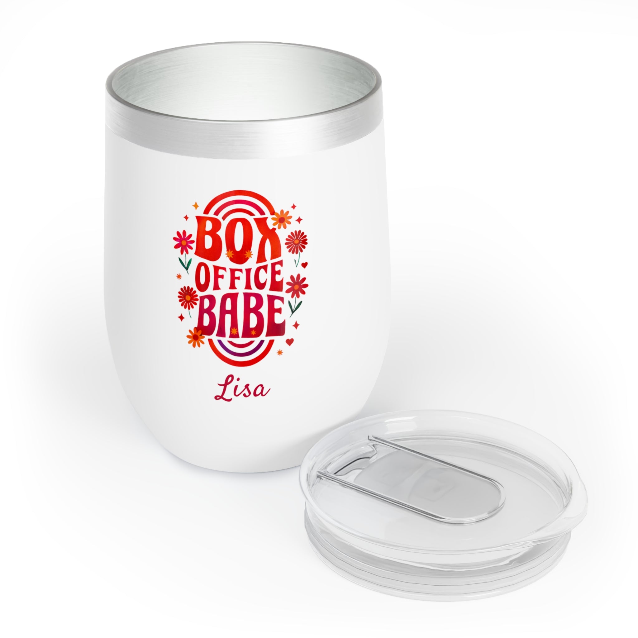 Box Office Babe Wine Tumbler Theater Gift, Personalized Drinkware, Stainless Steel Cup, Fun Gift for Theater Staff