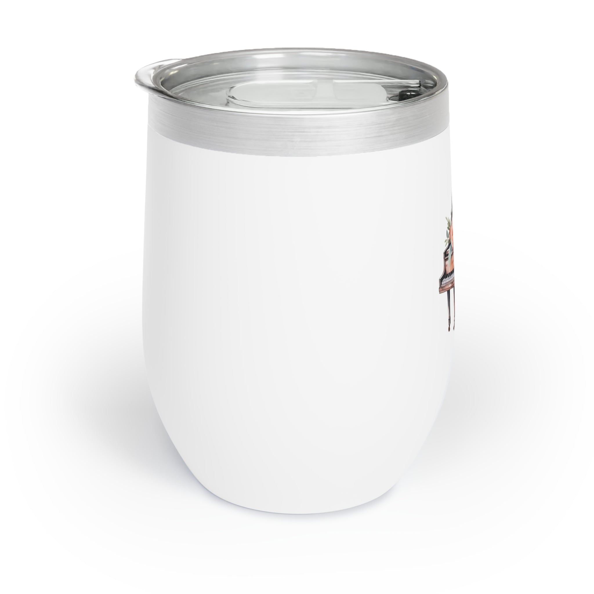 Personalized Grand Piano and Flowers Wine Tumbler – 12oz Stainless Steel Cup, Insulated Music Lover Gift for Pianists and Piano Teachers