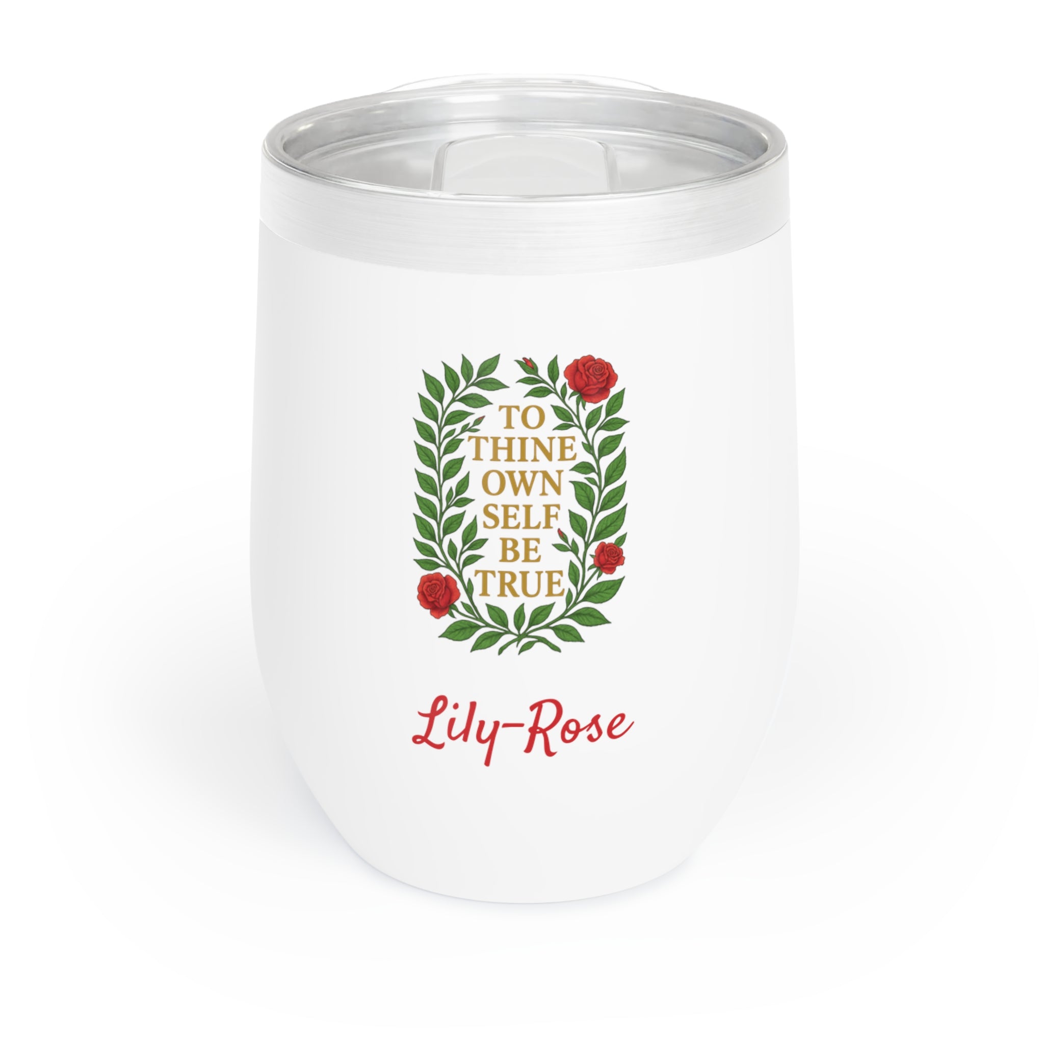 To Thine Own Self Be True Wine Tumbler – 12oz Personalized Stainless Steel Cup, Shakespeare Quote Gift for Theater Lovers & Actors