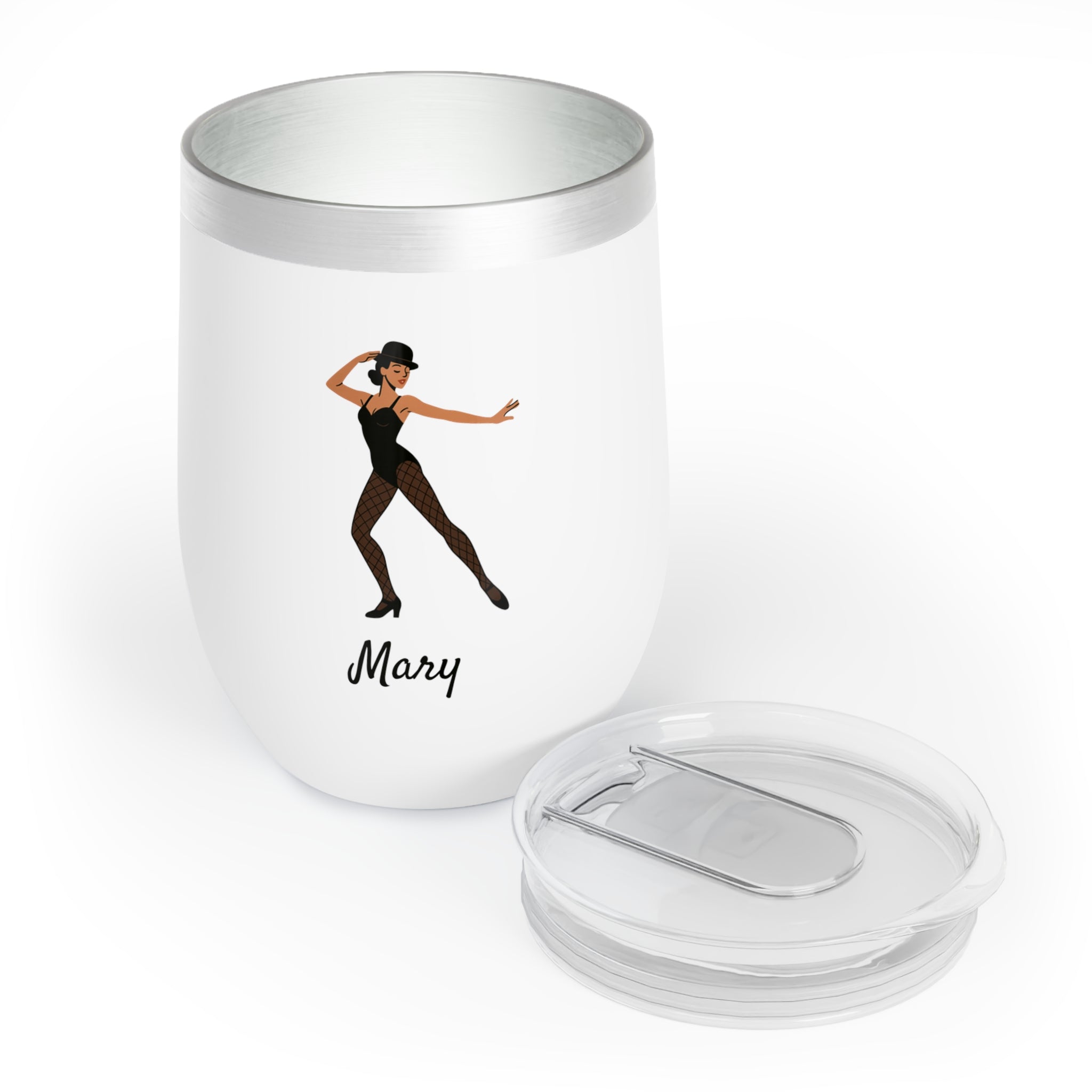 Personalized Female Jazz Dancer Wine Tumbler – 12oz Stainless Steel Cup, Insulated Gift for Dancers, Teachers & Musical Theater Fans