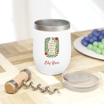 To Thine Own Self Be True Wine Tumbler – 12oz Personalized Stainless Steel Cup, Shakespeare Quote Gift for Theater Lovers & Actors