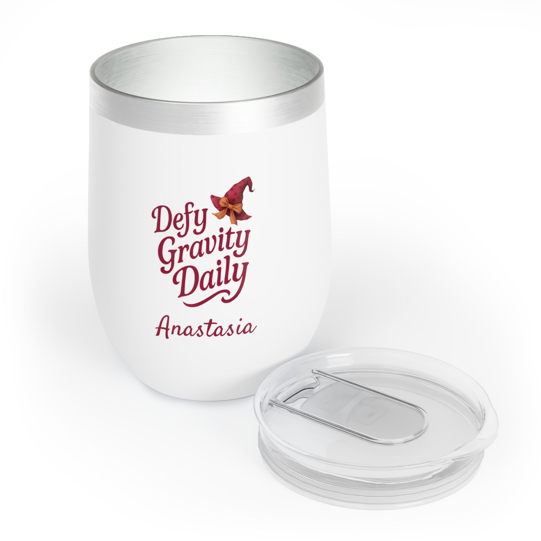 Defy Gravity Daily Wine Tumbler – Personalized 12oz Stainless Steel Cup, Gift for Musical Theater Lovers, Insulated Travel Mug