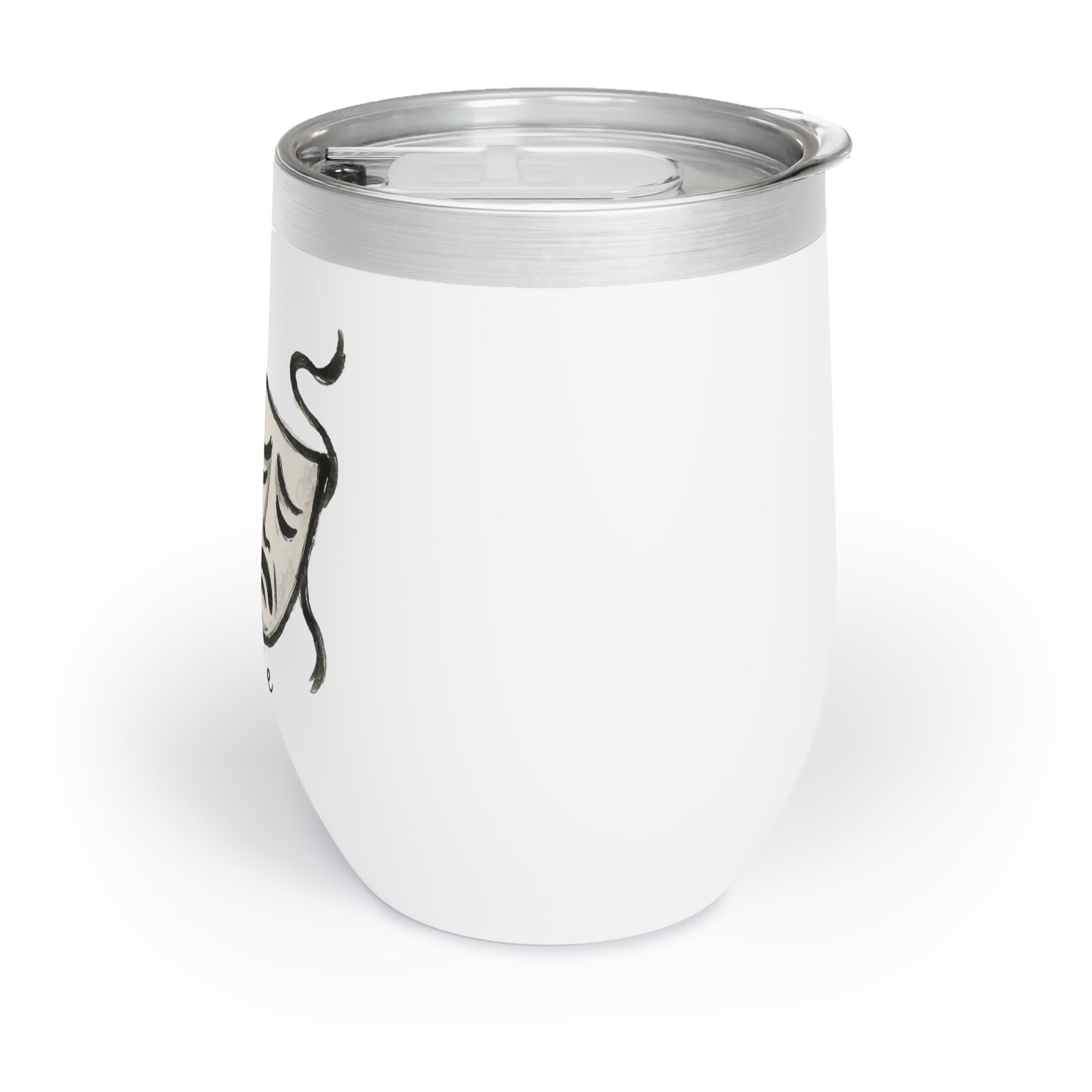 Theater Mask Art Wine Tumbler – 12oz Personalized Stainless Steel Cup, Insulated Gift for Drama Lovers, Actors & Stage Crew