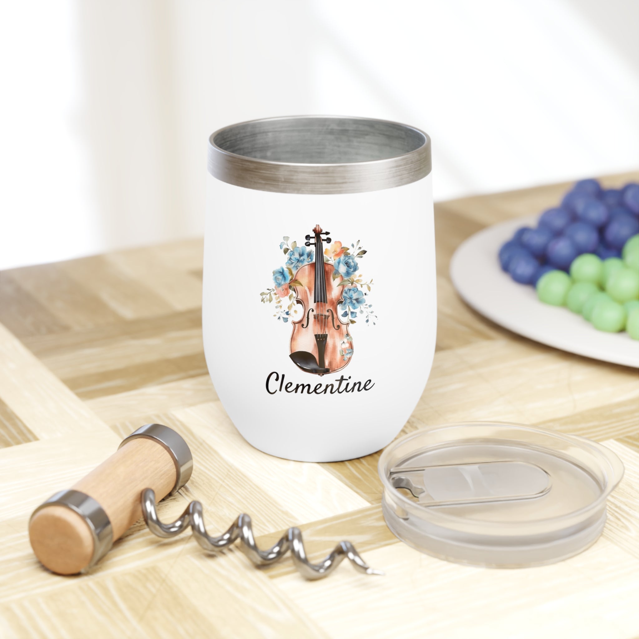 Personalized Floral Cello Wine Tumbler – 12oz Stainless Steel Cup, Insulated Music Lover Gift for Cellists, Teachers & Orchestra Fans