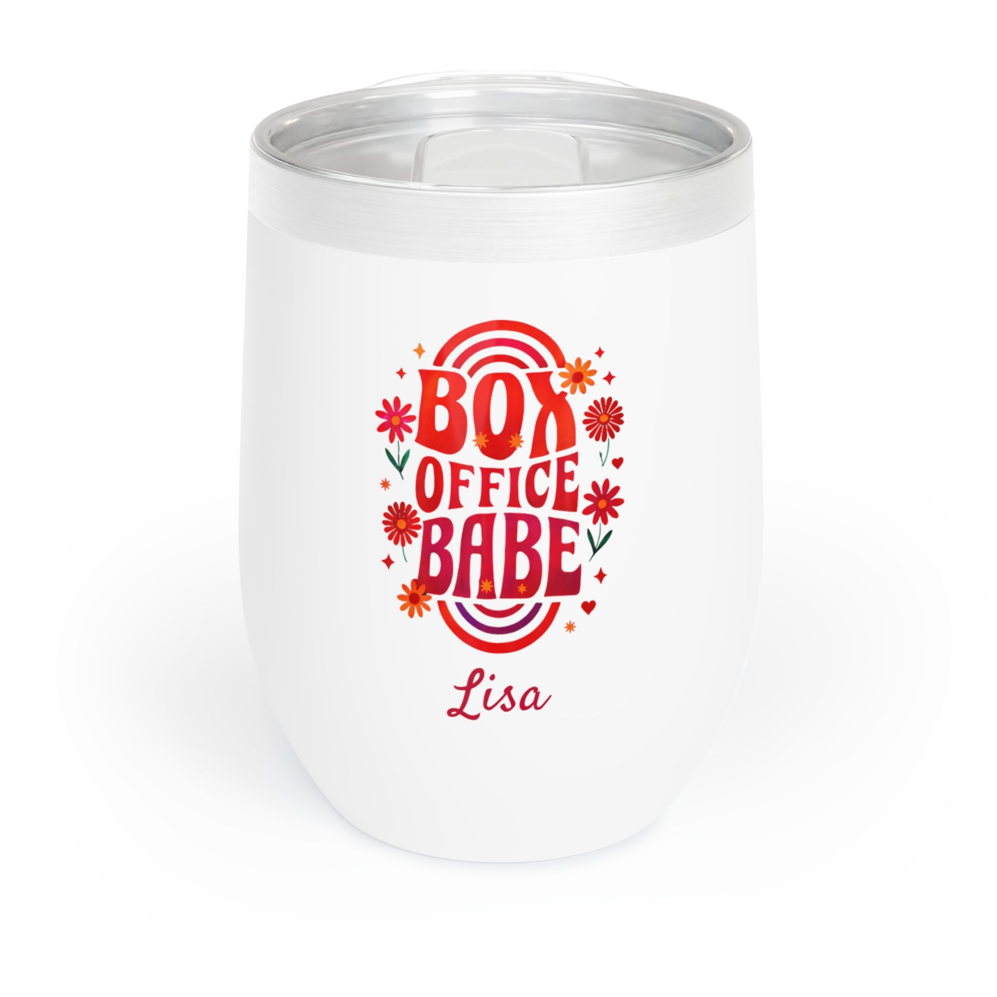 Box Office Babe Wine Tumbler Theater Gift, Personalized Drinkware, Stainless Steel Cup, Fun Gift for Theater Staff