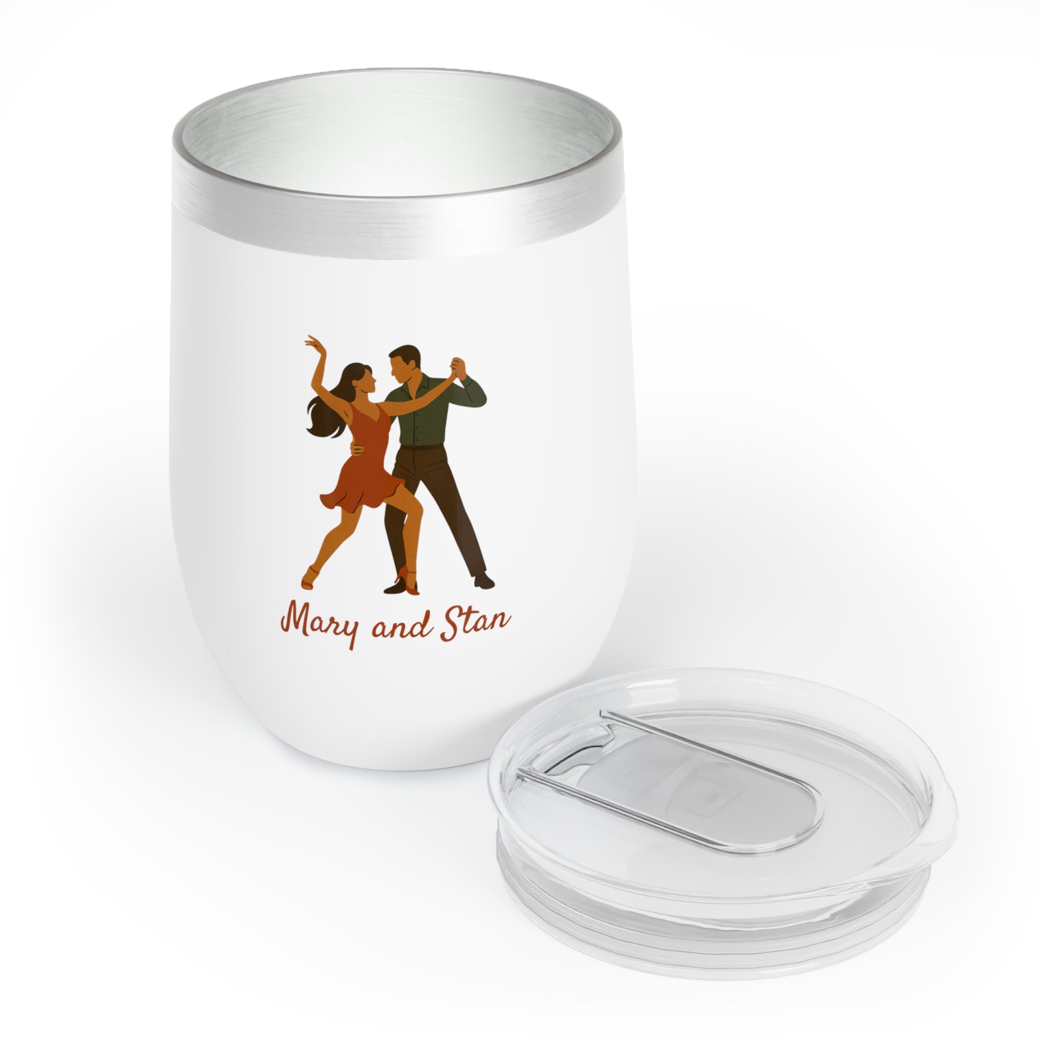 Personalized Salsa Dance Couple Wine Tumbler – 12oz Stainless Steel Cup, Insulated Gift for Latin Dancers, Teachers & Dance Lovers