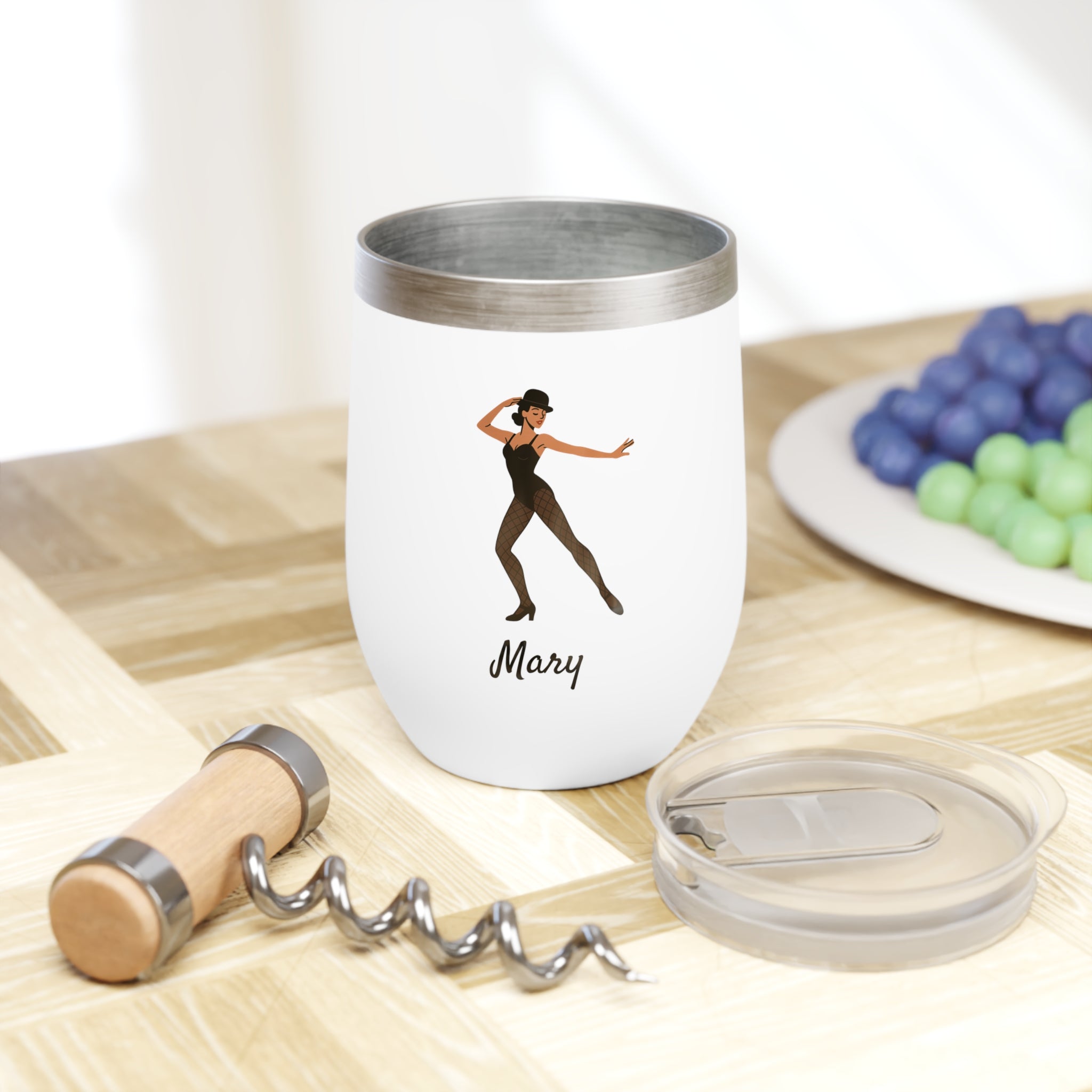 Personalized Female Jazz Dancer Wine Tumbler – 12oz Stainless Steel Cup, Insulated Gift for Dancers, Teachers & Musical Theater Fans