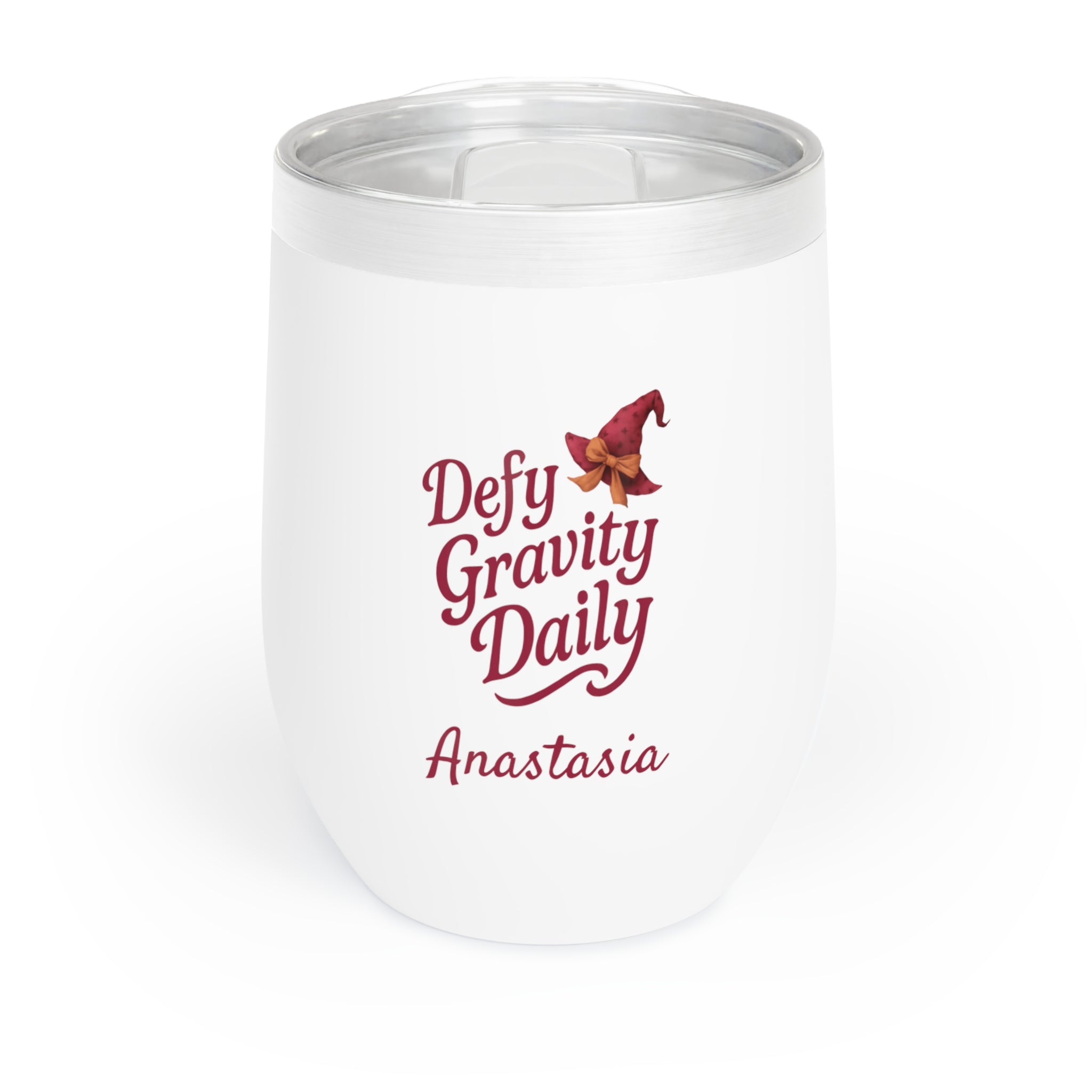 Defy Gravity Daily Wine Tumbler – Personalized 12oz Stainless Steel Cup, Gift for Musical Theater Lovers, Insulated Travel Mug