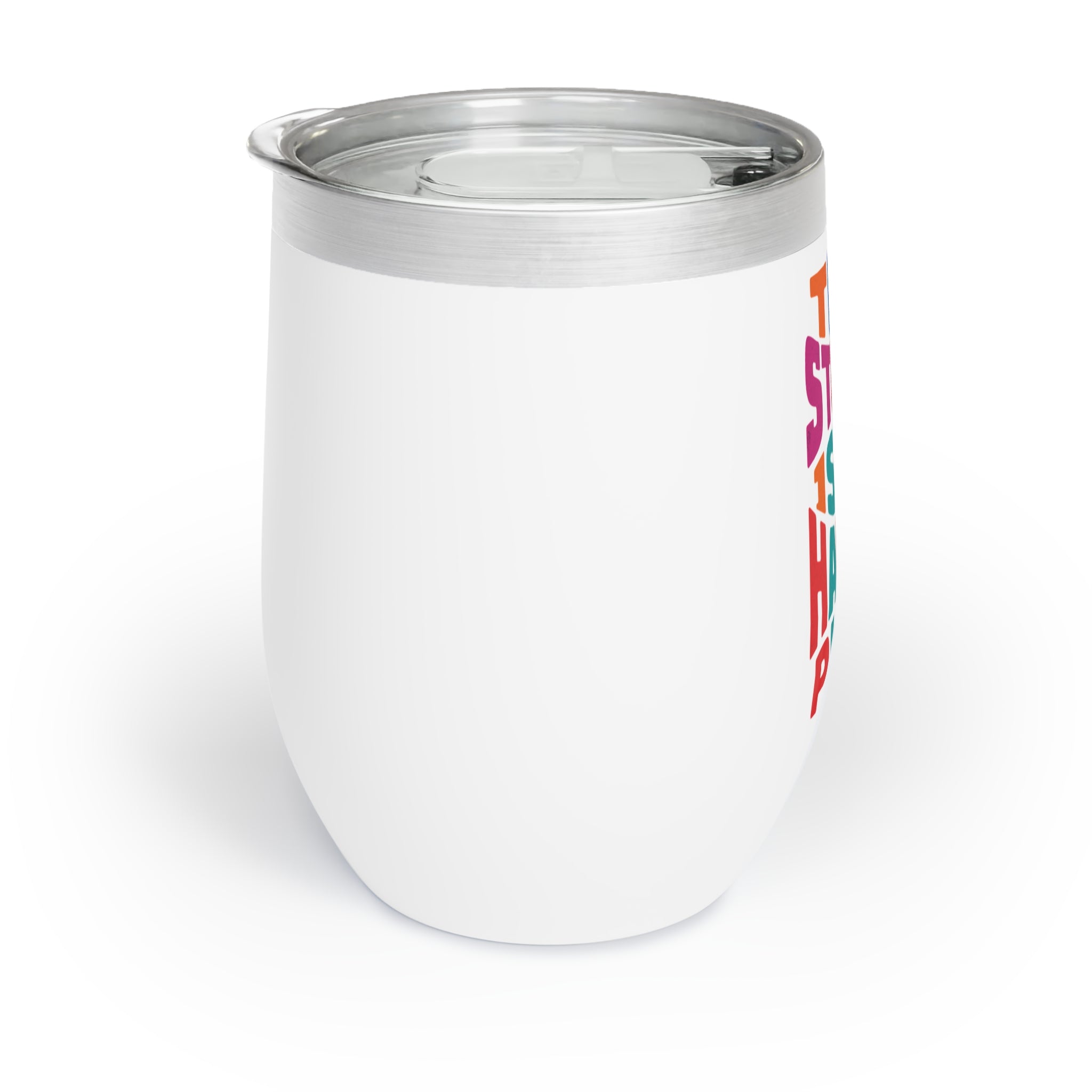The Stage Is My Happy Place Wine Tumbler – 12oz Stainless Steel Insulated Cup, Gift for Actors, Dancers & Theater Lovers