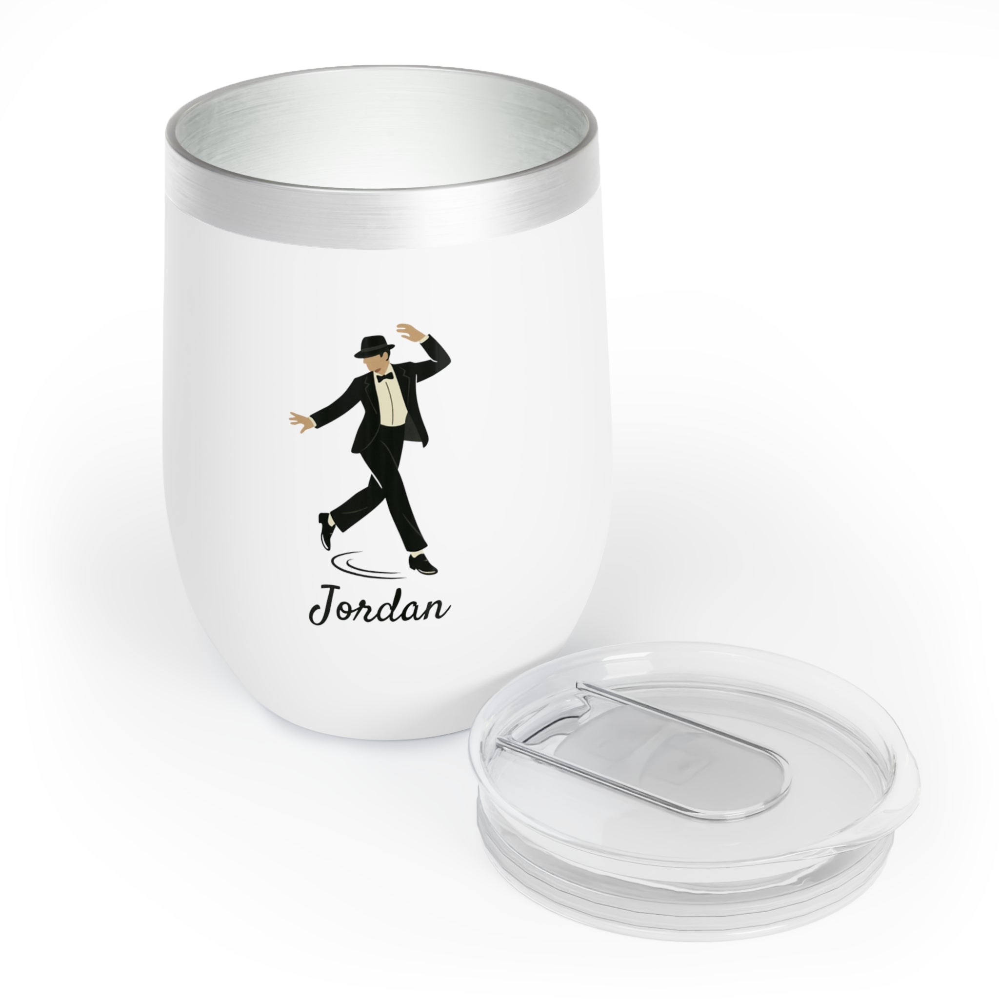 Personalized Tap Dancing Man Wine Tumbler – 12oz Stainless Steel Cup, Insulated Gift for Dancers, Teachers & Musical Theater Fans