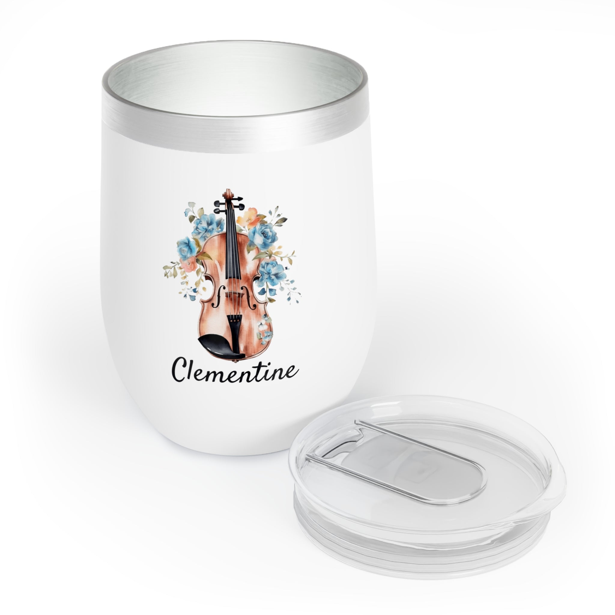 Personalized Floral Cello Wine Tumbler – 12oz Stainless Steel Cup, Insulated Music Lover Gift for Cellists, Teachers & Orchestra Fans