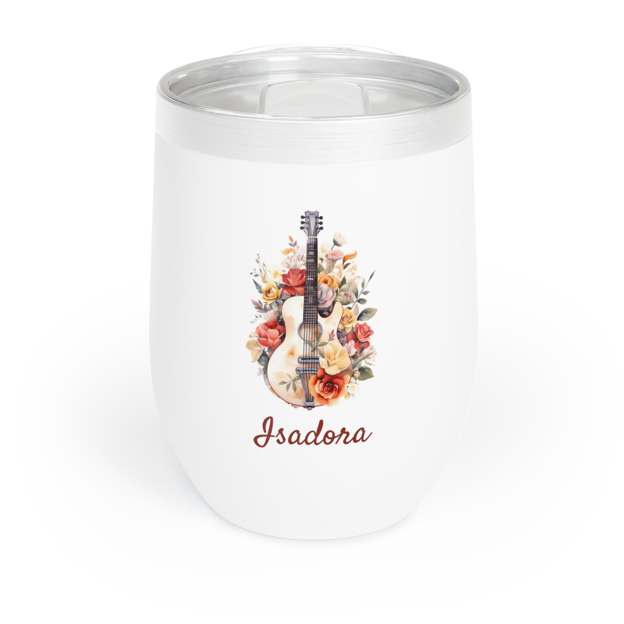 Personalized Floral Guitar Wine Tumbler – 12oz Stainless Steel Cup, Insulated Music Lover Gift for Guitarists, Teachers & Songwriters
