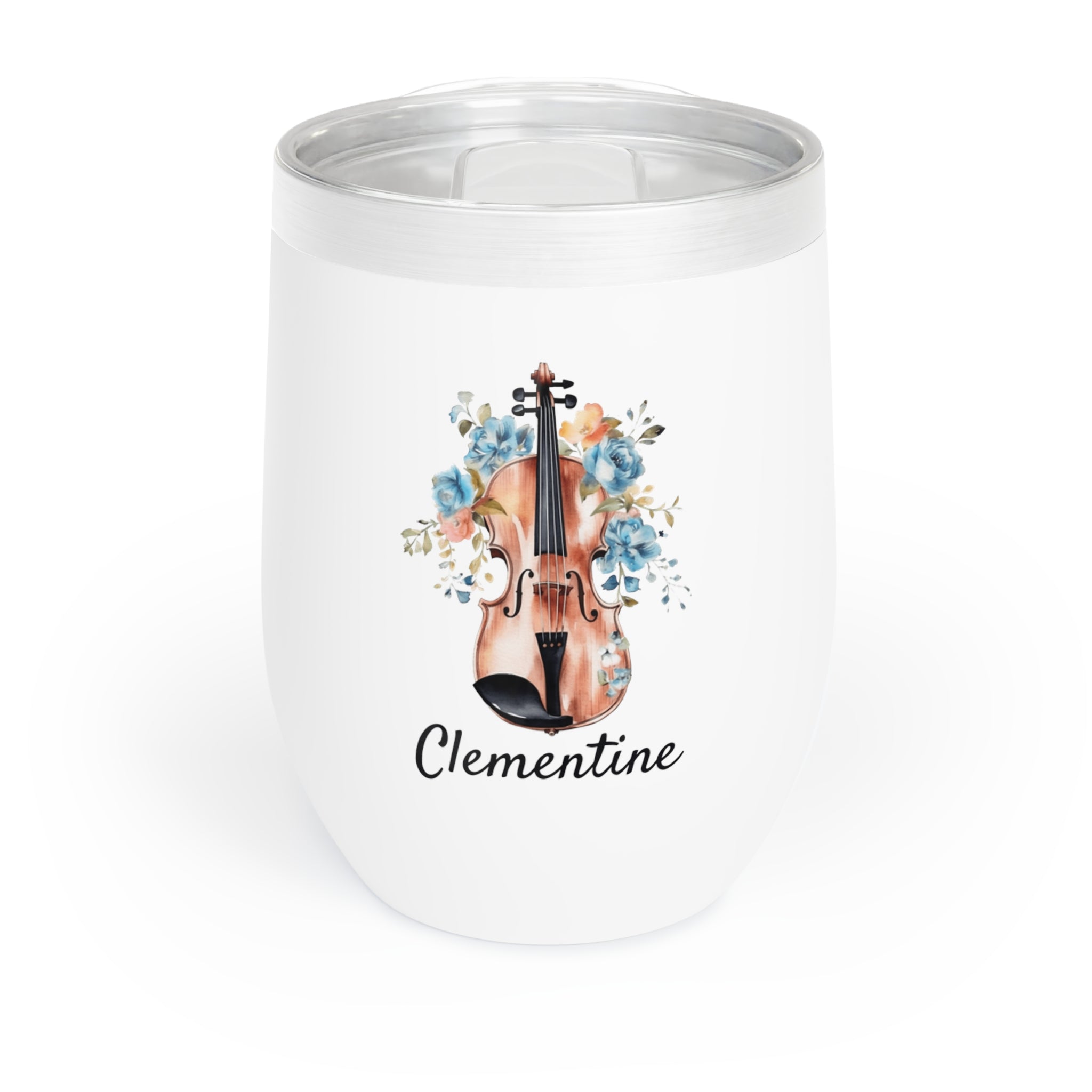 Personalized Floral Cello Wine Tumbler – 12oz Stainless Steel Cup, Insulated Music Lover Gift for Cellists, Teachers & Orchestra Fans