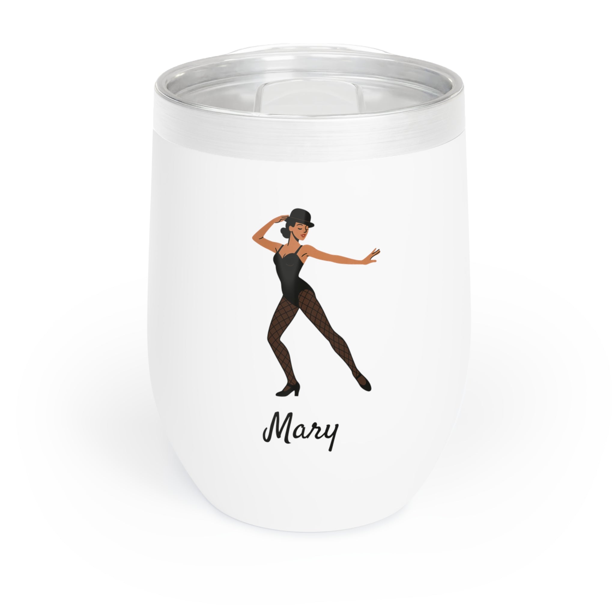 Personalized Female Jazz Dancer Wine Tumbler – 12oz Stainless Steel Cup, Insulated Gift for Dancers, Teachers & Musical Theater Fans