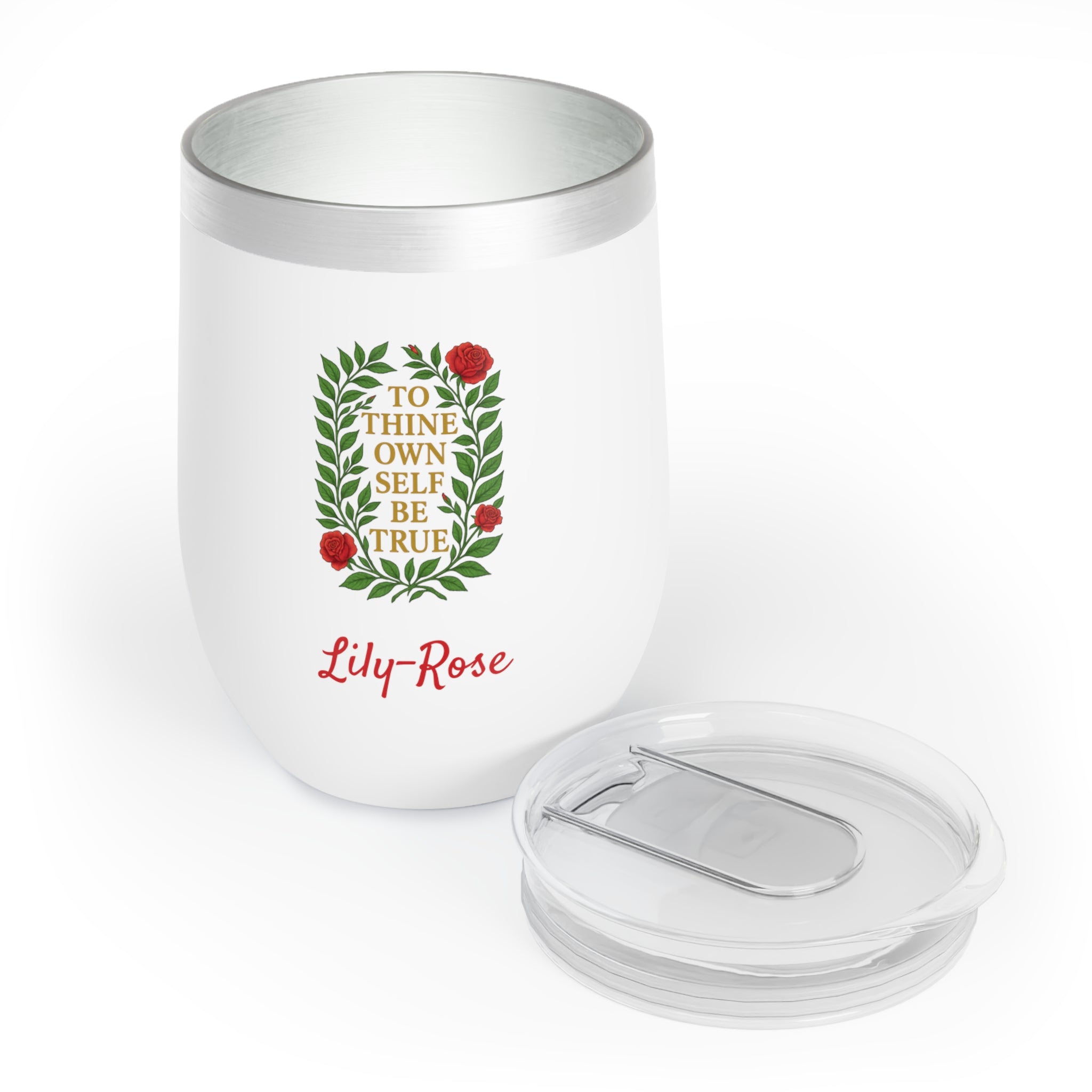 To Thine Own Self Be True Wine Tumbler – 12oz Personalized Stainless Steel Cup, Shakespeare Quote Gift for Theater Lovers & Actors