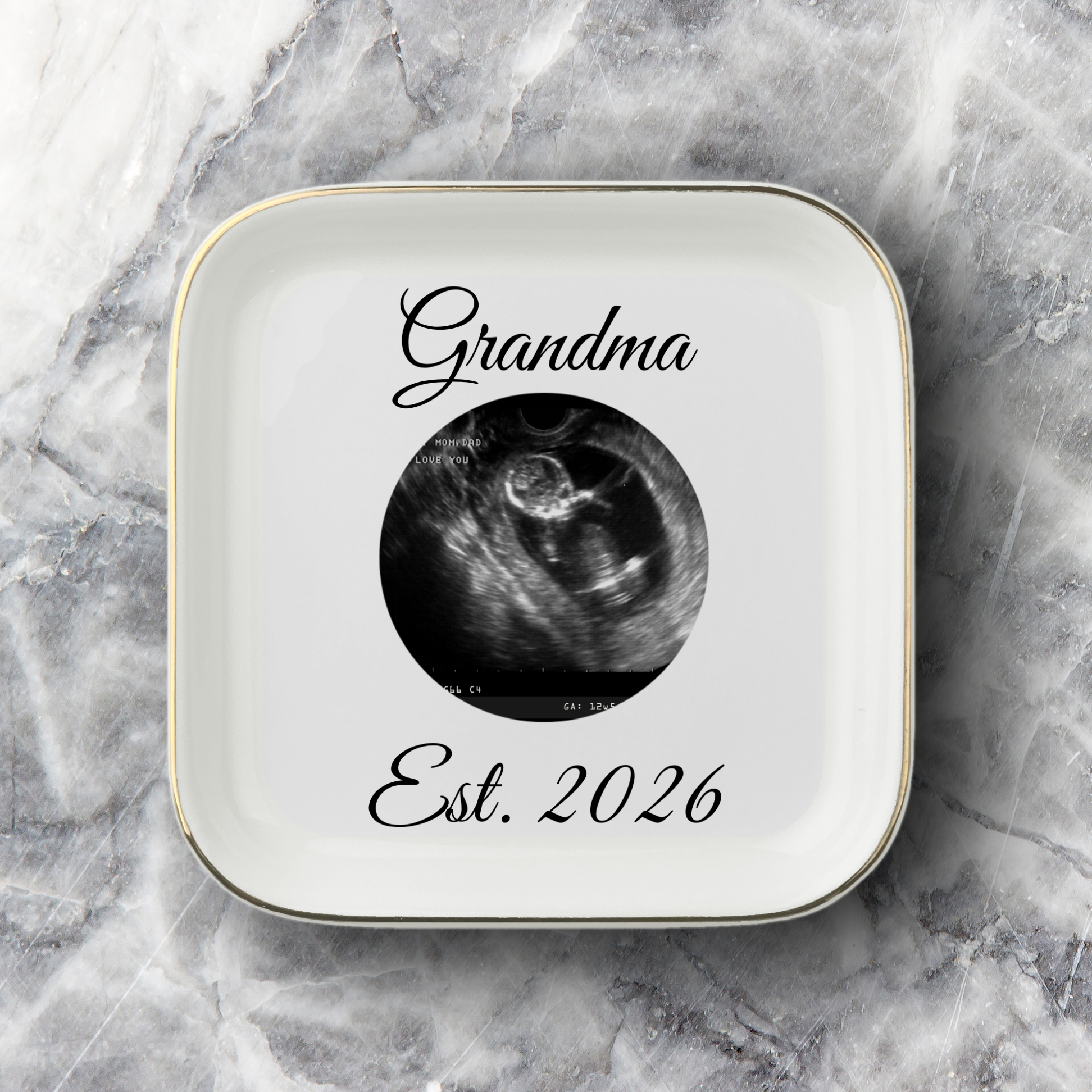 Grandpa Sonogram Jewelry Dish, Pregnancy Announcement Keepsake, Grandpa Gift, Ultrasound Photo Ring Tray, New Baby Memory Gift, Est. 2026