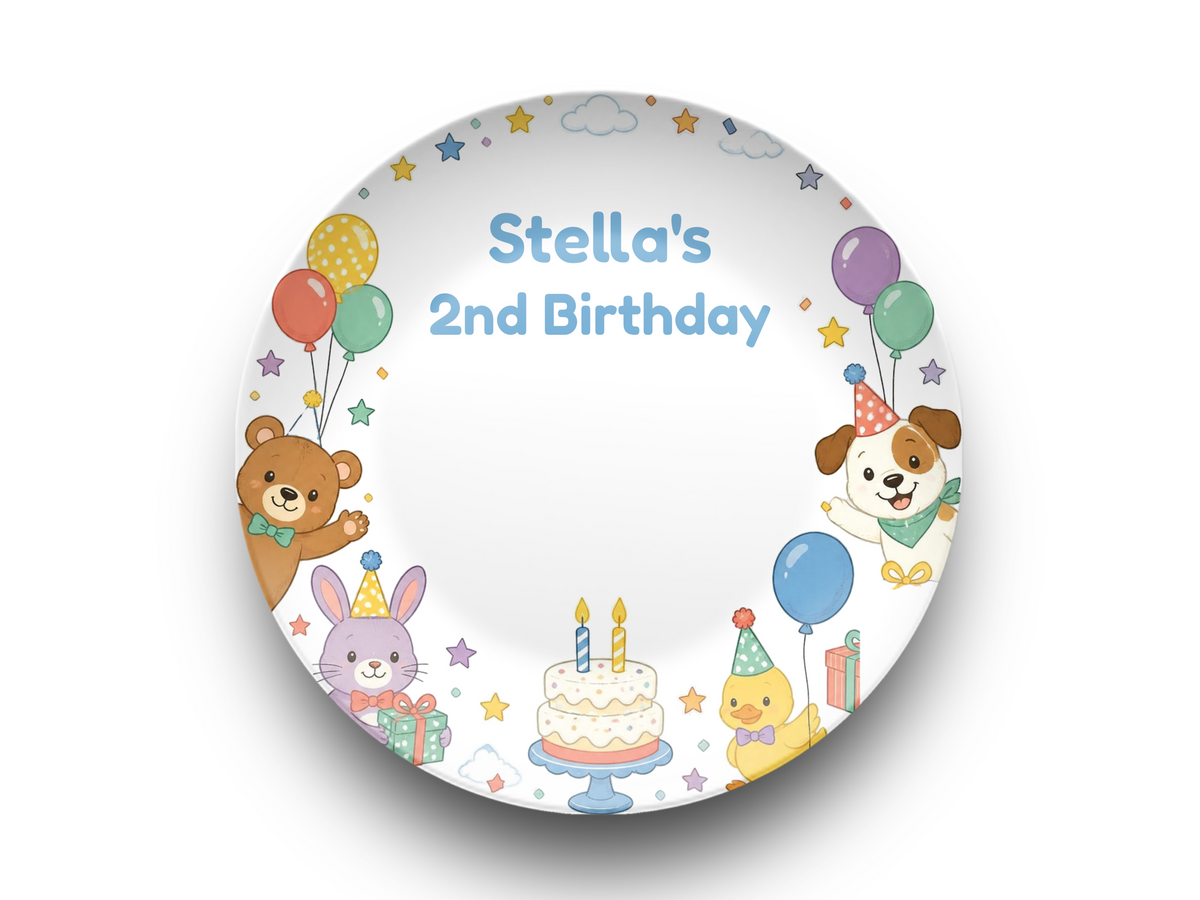 Personalized Birthday Plate, 2nd Birthday Keepsake, Kids Party Decor, Plate With Optional Stand, Toddler Gift, UNBREAKABLE – Not Ceramic