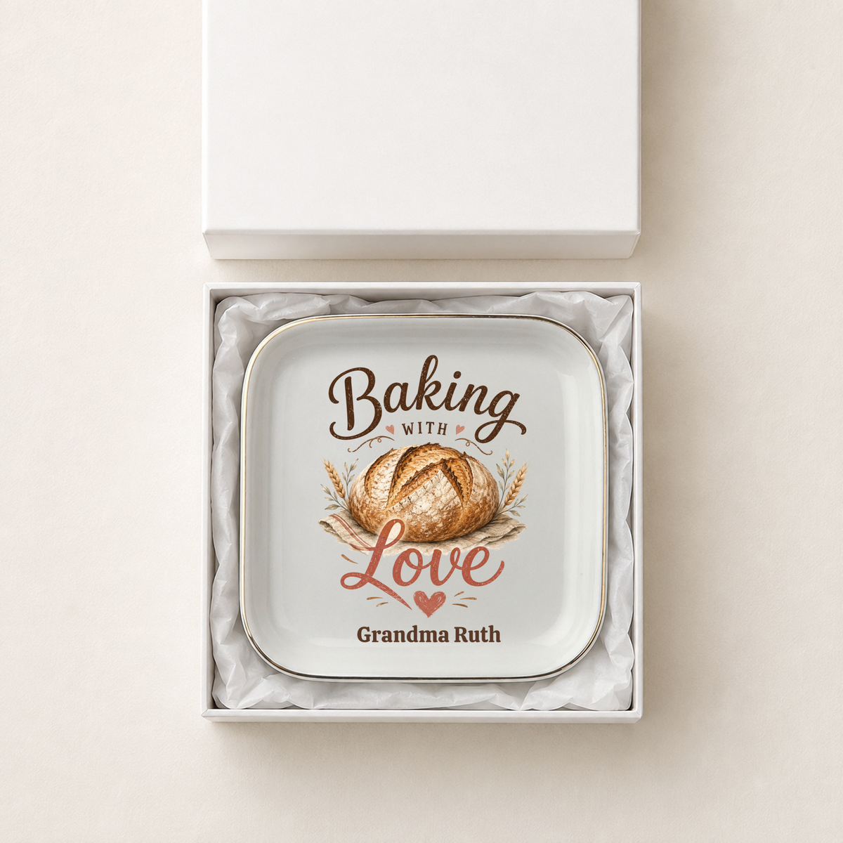 Personalized Grandma Gift, Bakers Jewelry Dish, Baking With Love Keepsake Tray, Bread Baker Kitchen Decor