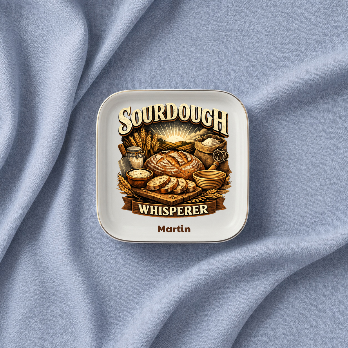 Sourdough Jewelry Dish, Bread Baker Trinket Tray, Sourdough Whisperer Gift, Personalized Ceramic Ring Holder for Home Bakers