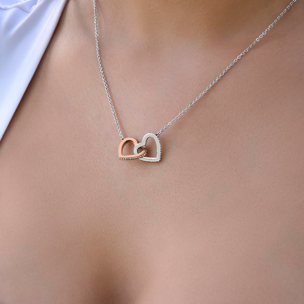 Personalized Beautiful Wife Interlocking Hearts Necklace, Romantic Anniversary Gift for Wife, Two Hearts One Love Jewelry, Gift for Her