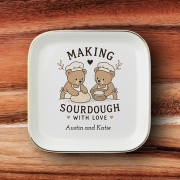 Making Sourdough with Love Personalized Ring Dish, Wedding or Engagement Present, Couples Baking Gift, Ceramic Keepsake Ring Jewerly Gift