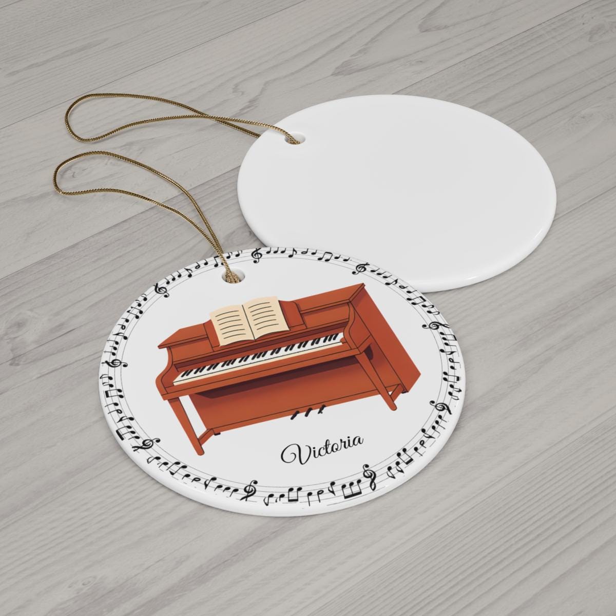 Personalized Upright Piano Ornament – Custom Name Ceramic Christmas Tree Decoration, Gift for Pianist, Student, or Music Teacher