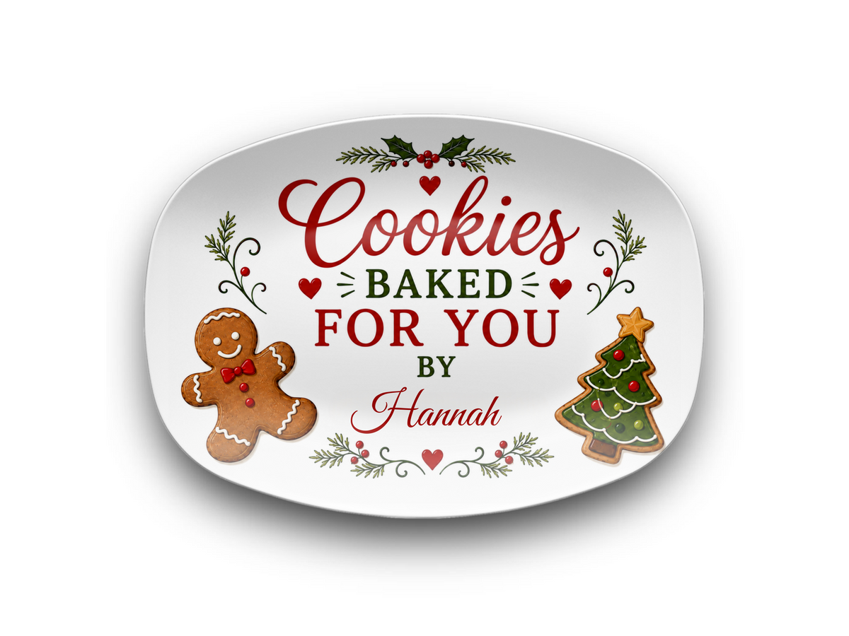 Personalized Cookies Baked for You Platter, Christmas Cookie Serving Dish, Holiday Baking Gift, Cookie Exchange Plate