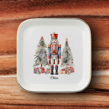 Personalized Nutcracker Jewelry Dish, Ballet Teacher Gift, Dancer Present, Christmas Trinket Tray, Holiday Keepsake Gift
