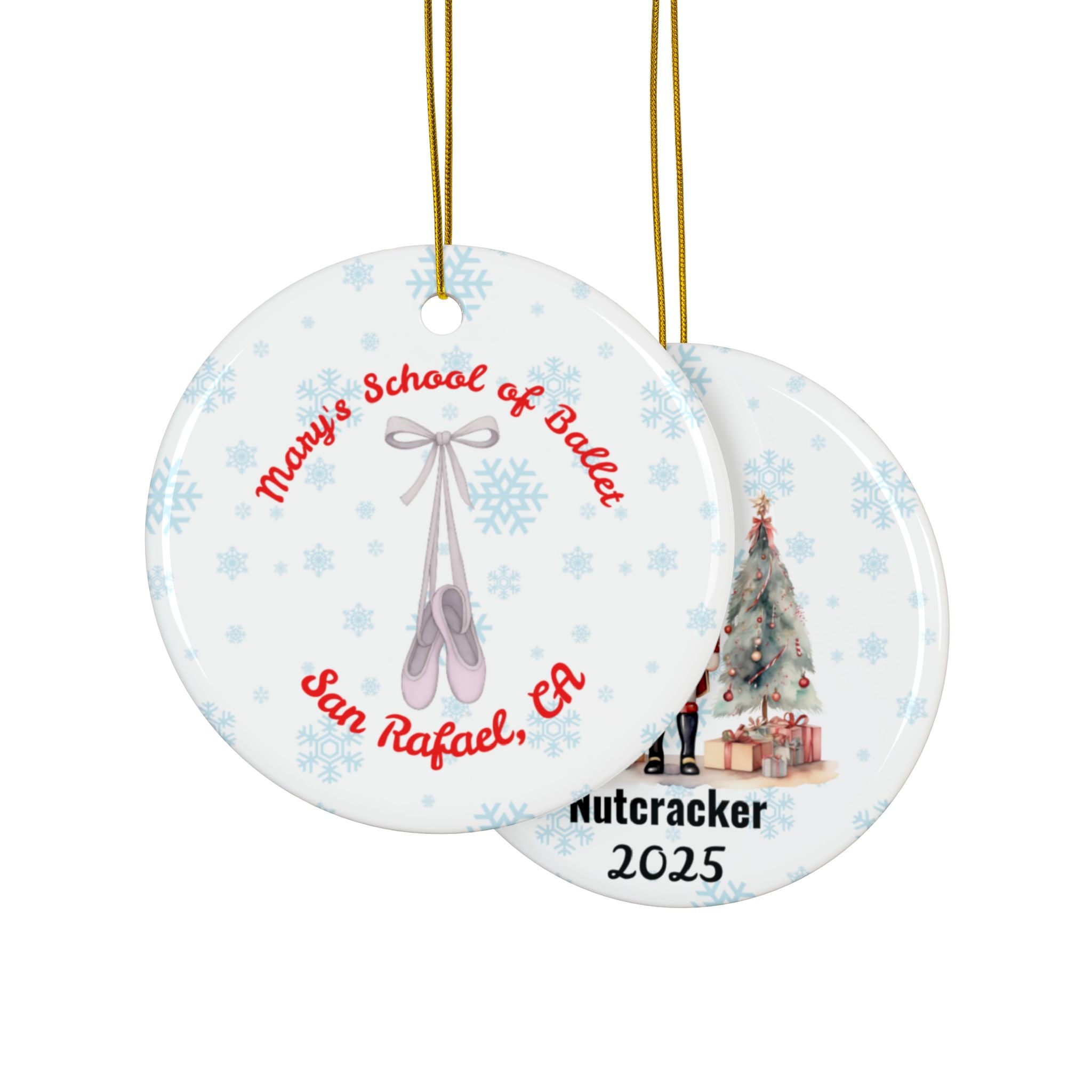 Personalized Nutcracker Ballet Christmas Ornament – Double-Sided - Christmas Tree Decoration, Ballet Fundraiser, (1pc, 3pcs, 5pcs, 10pcs)