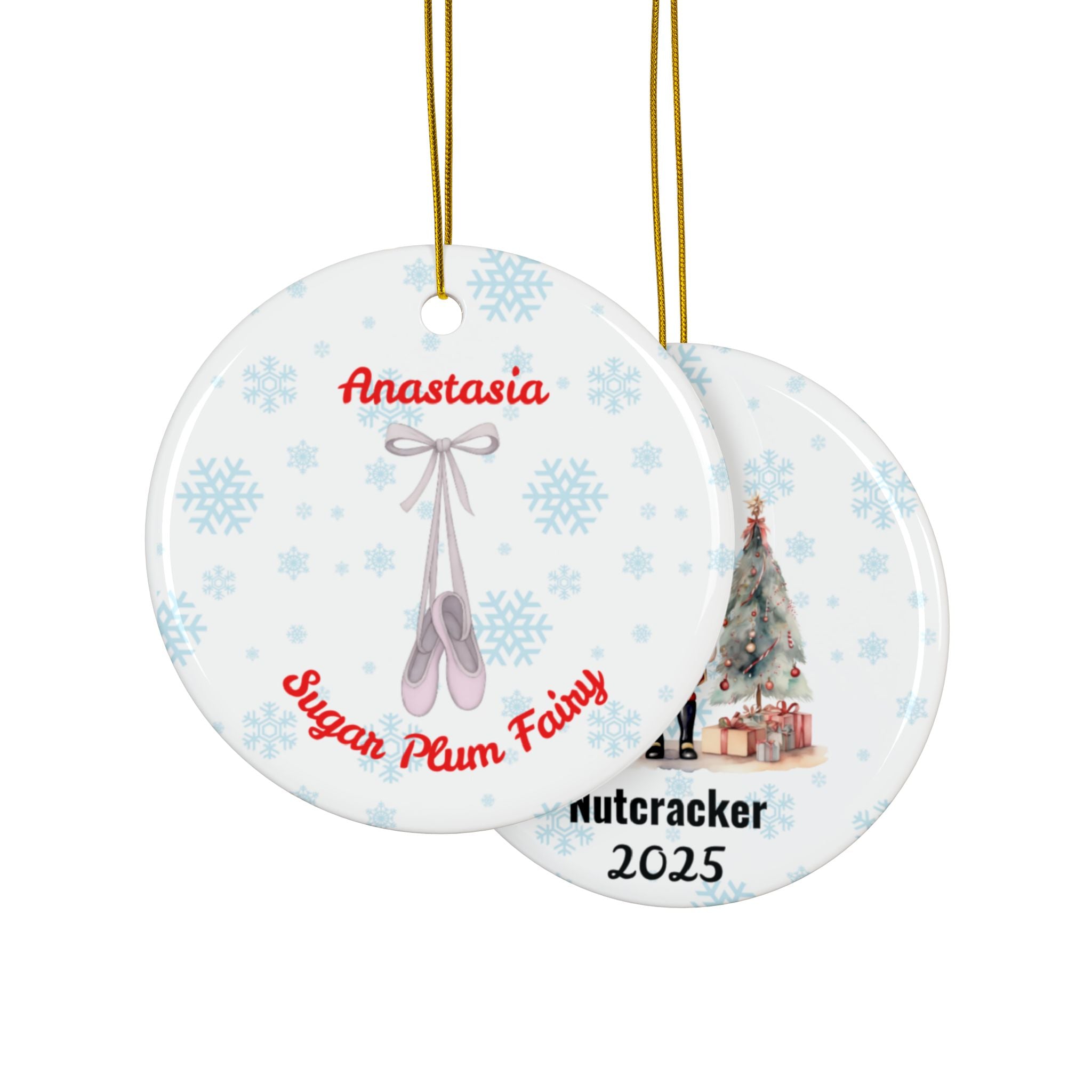 Personalized Nutcracker Ballet Christmas Ornament – Double-Sided - Nutcracker Cast Gift – 2-Sided Ornament with Year, Dancer Name and Role