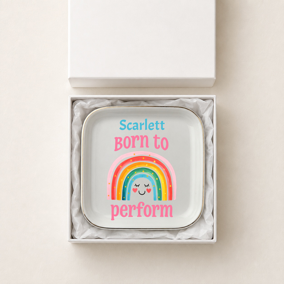 Born to Perform Jewelry Dish, Personalized Dancer Trinket Tray, Rainbow Theater Gift, Actor Gift, Dance Recital Gift