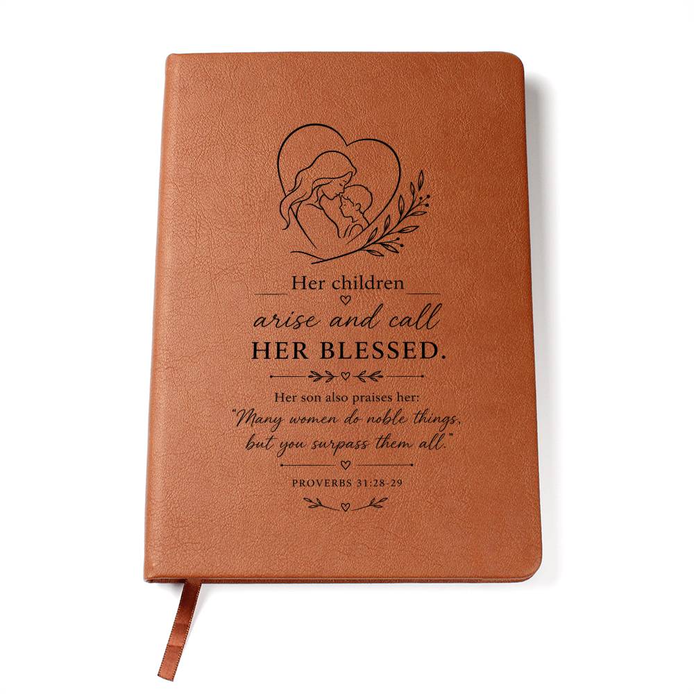 Christian Mother Journal, Proverbs 31:28-29 Gift for Mom, Inspirational Prayer Notebook, Optional Gift Wrapped Keepsake With Note Card for Her