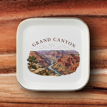 Grand Canyon Jewelry Dish,  National Park Keepsake Ring Holder, Travel Souvenir Gift, Gold Trimmed Ceramic Trinket Tray