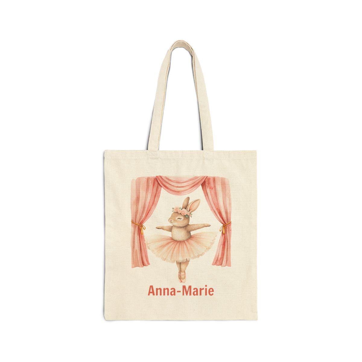 Personalized Ballet Bunny Tote Bag: Cotton Canvas Dance Bag