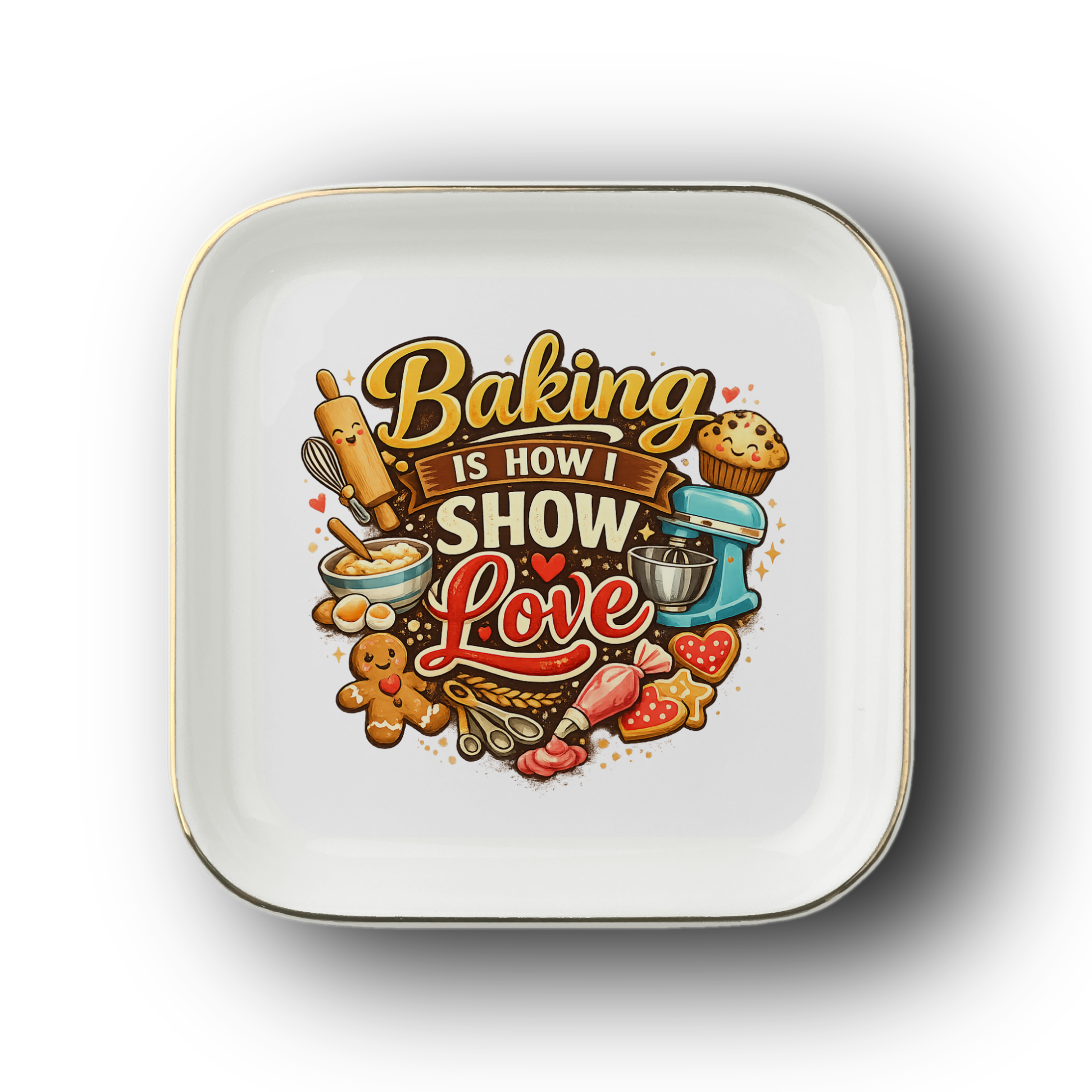 Baking Is How I Show Love Jewelry Dish, Baker Gift, Baking Lover Tray, Pastry Chef Keepsake, Ceramic Ring Dish, Kitchen Decor