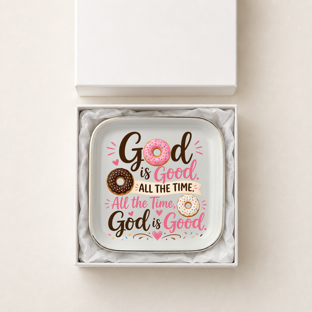 God Is Good Jewelry Dish, Christian Vanity Tray, Donut Lover Gift, Faith Home Decor, Encouraging Scripture-Inspired Keepsake Tray Gift