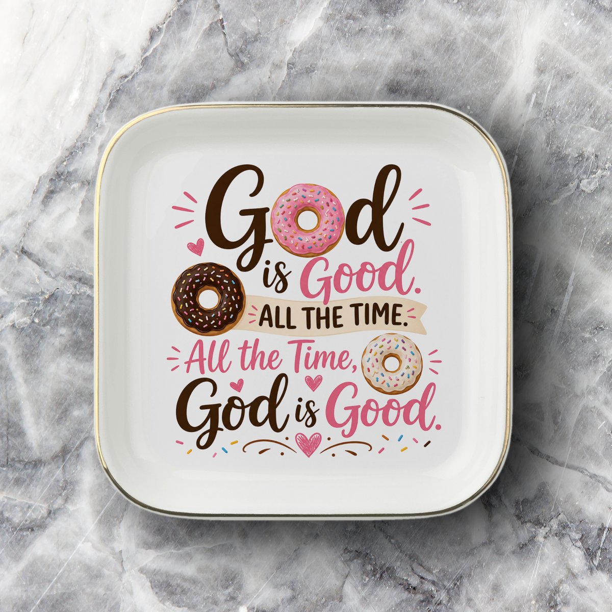 God Is Good Jewelry Dish, Christian Vanity Tray, Donut Lover Gift, Faith Home Decor, Encouraging Scripture-Inspired Keepsake Tray Gift