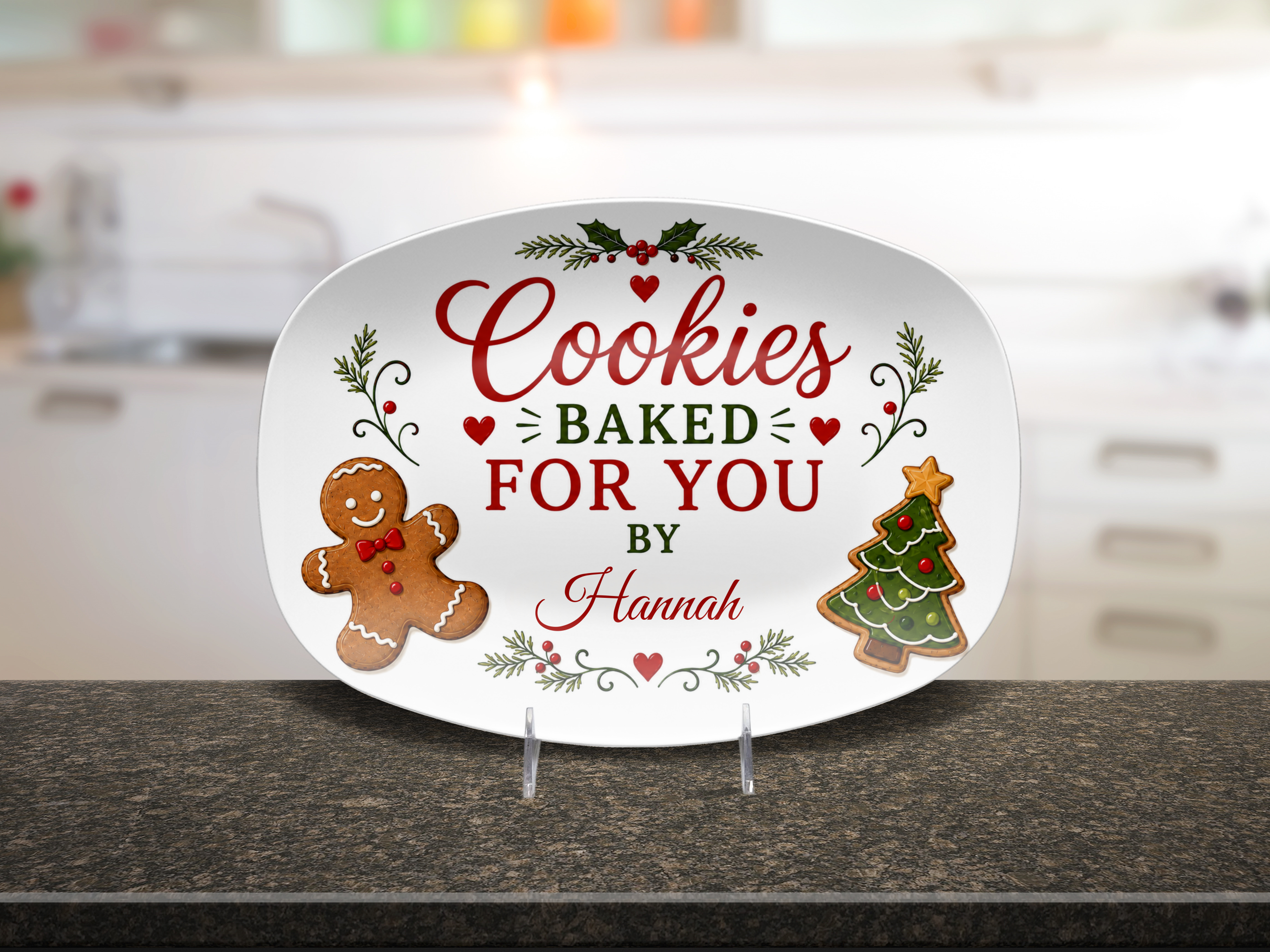 Personalized Cookies Baked for You Platter, Christmas Cookie Serving Dish, Holiday Baking Gift, Cookie Exchange Plate